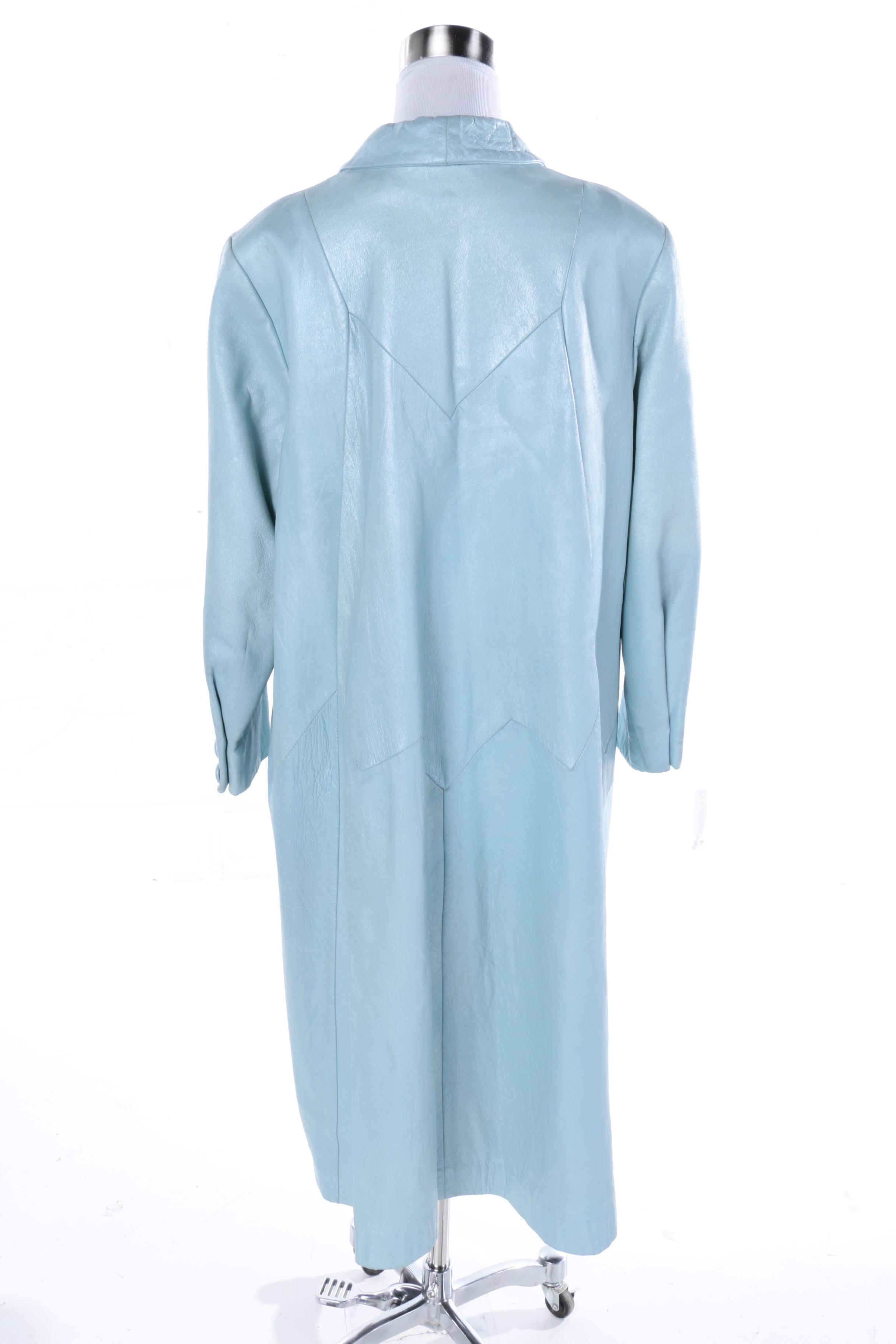 Vintage Wilson House of Suede Light Blue Leather Coat