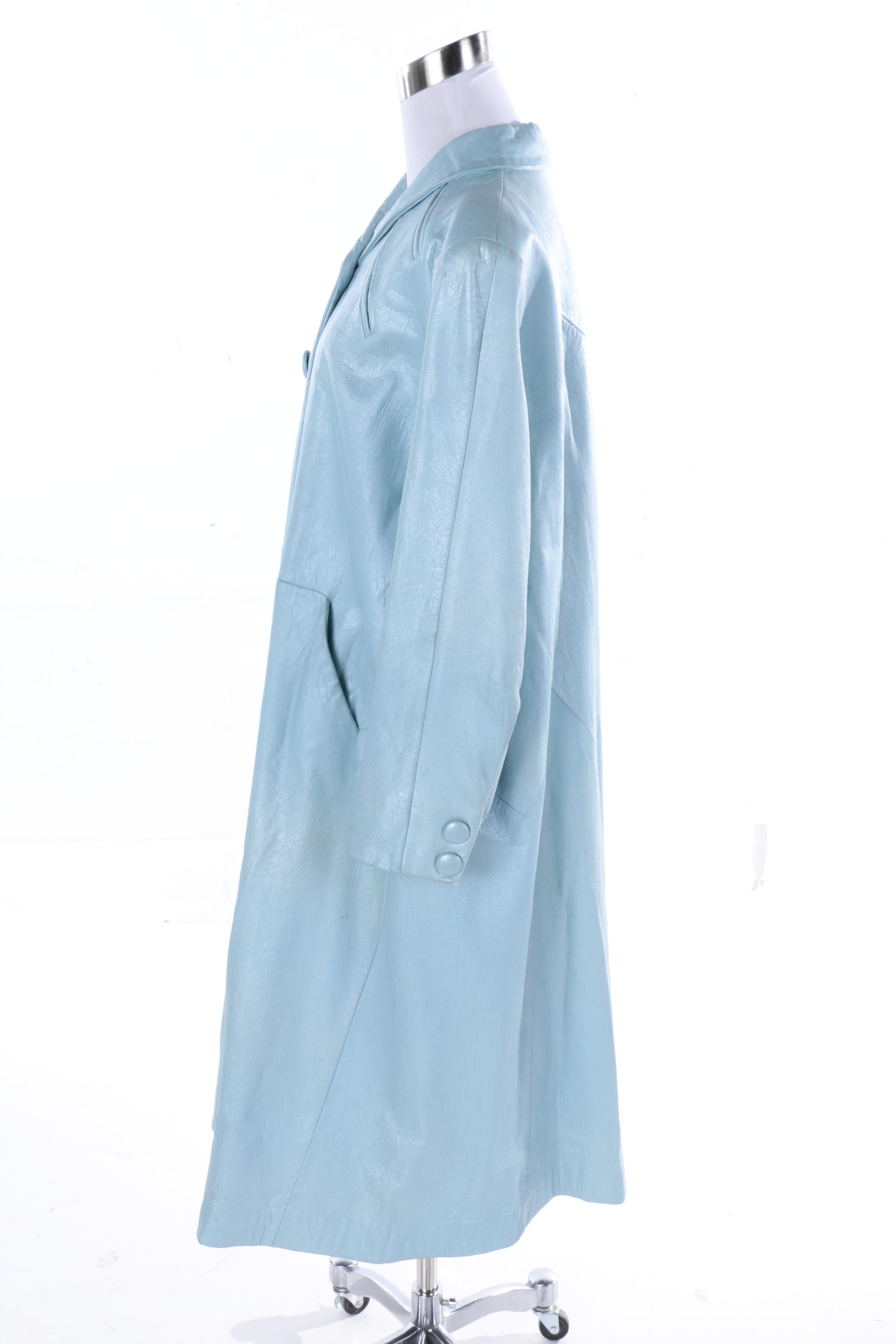 Vintage Wilson House of Suede Light Blue Leather Coat