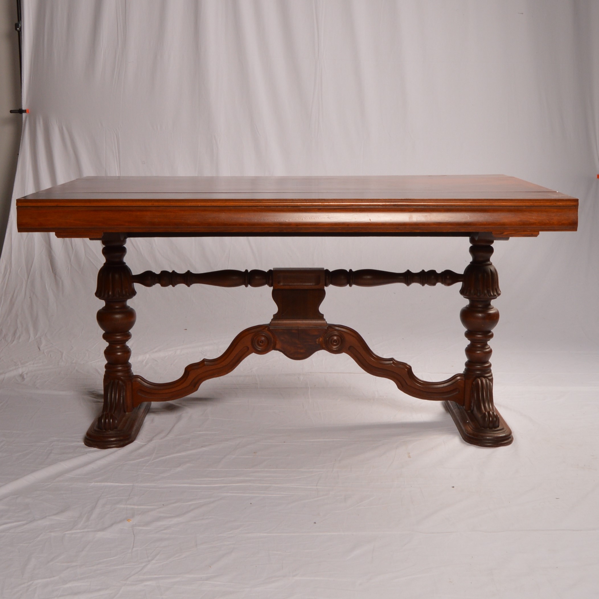 Vintage Jacobean Revival Style Walnut Dining Table