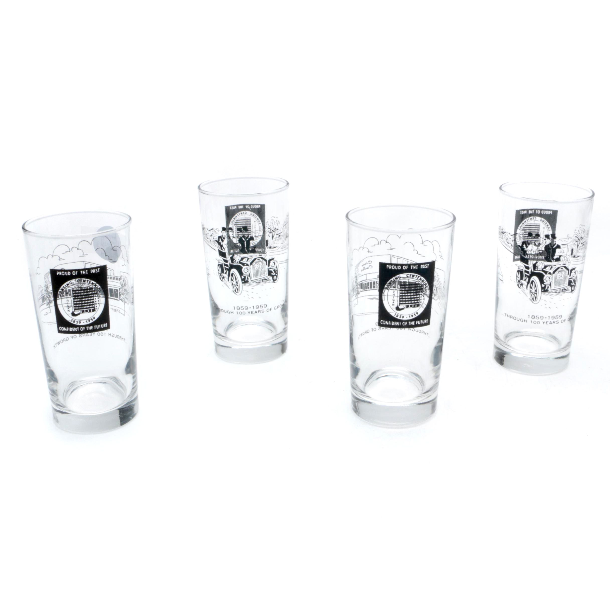 Lansing Michigan Centennial 1859-1959 Glasses