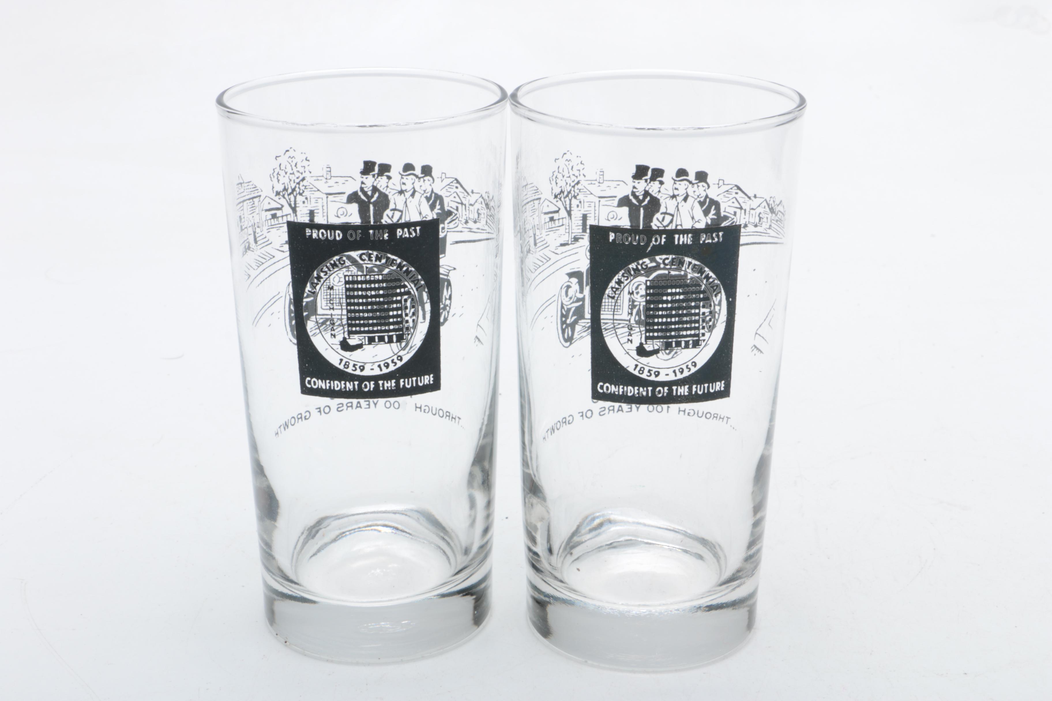Lansing Michigan Centennial 1859-1959 Glasses