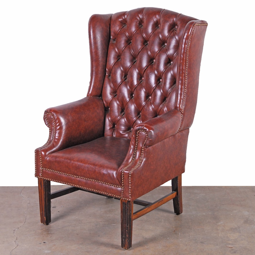 Faux Leather Tufted Wingback Chair