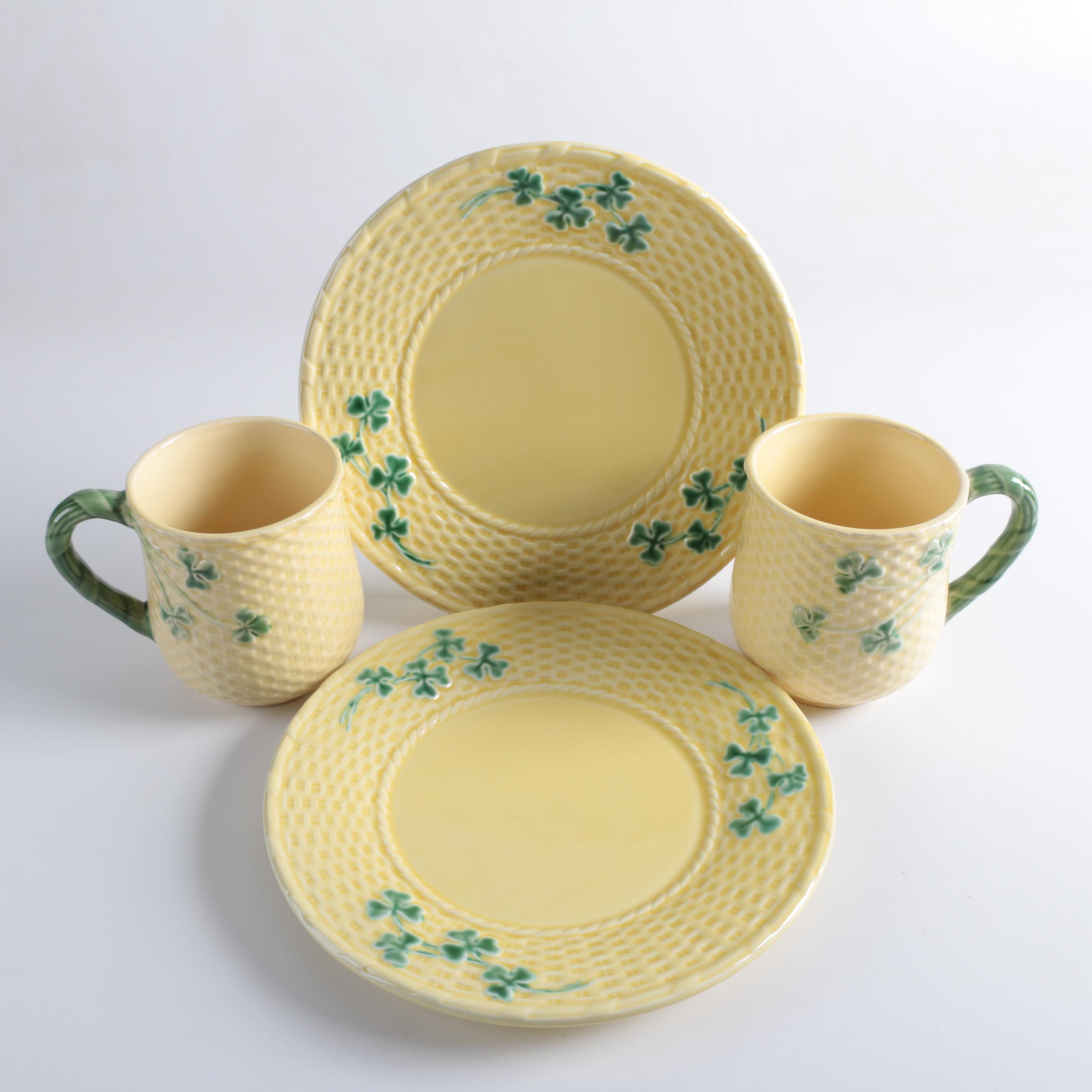 Portuguese Bordallo Pinheiro "Shamrock" Mugs and Plates