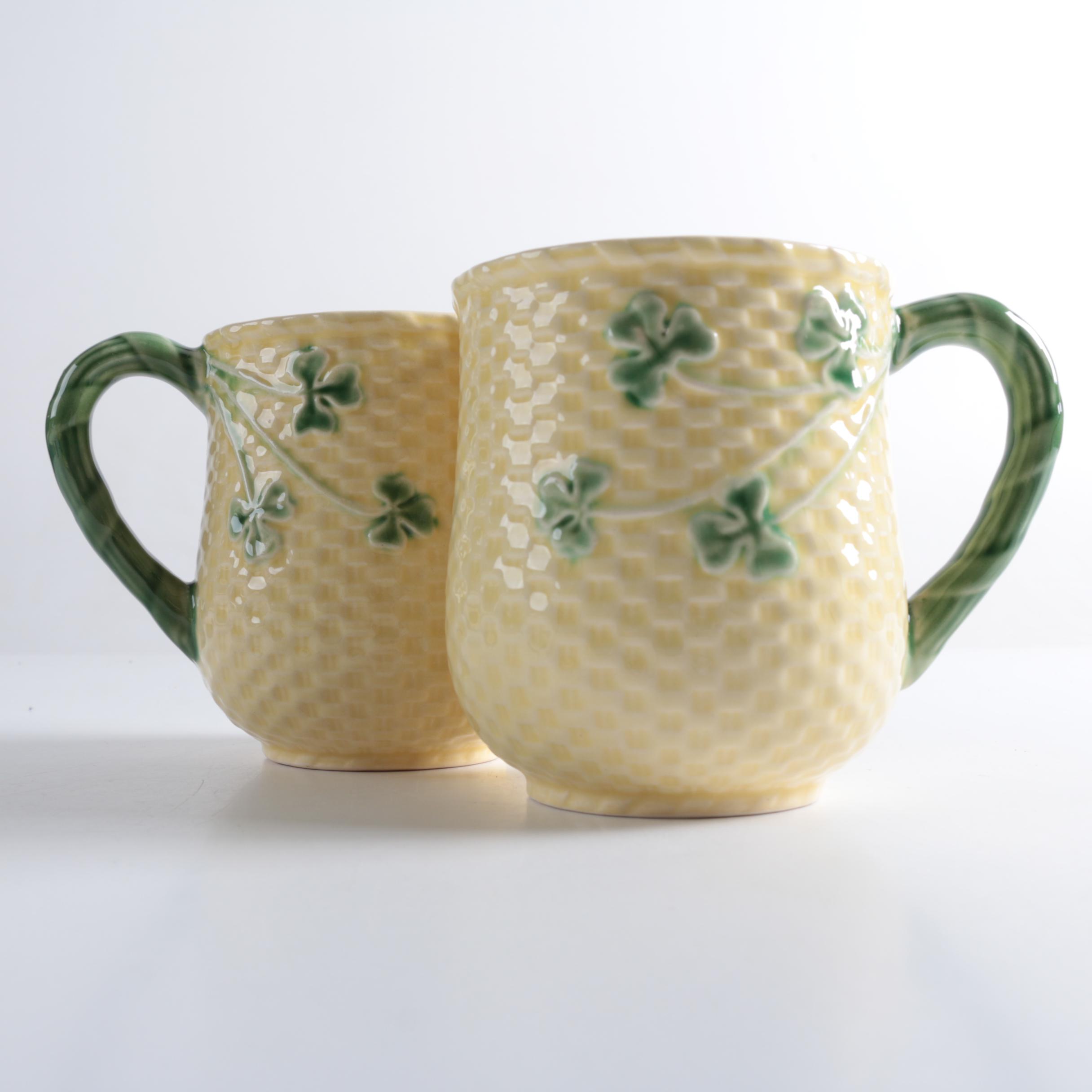 Portuguese Bordallo Pinheiro "Shamrock" Mugs and Plates
