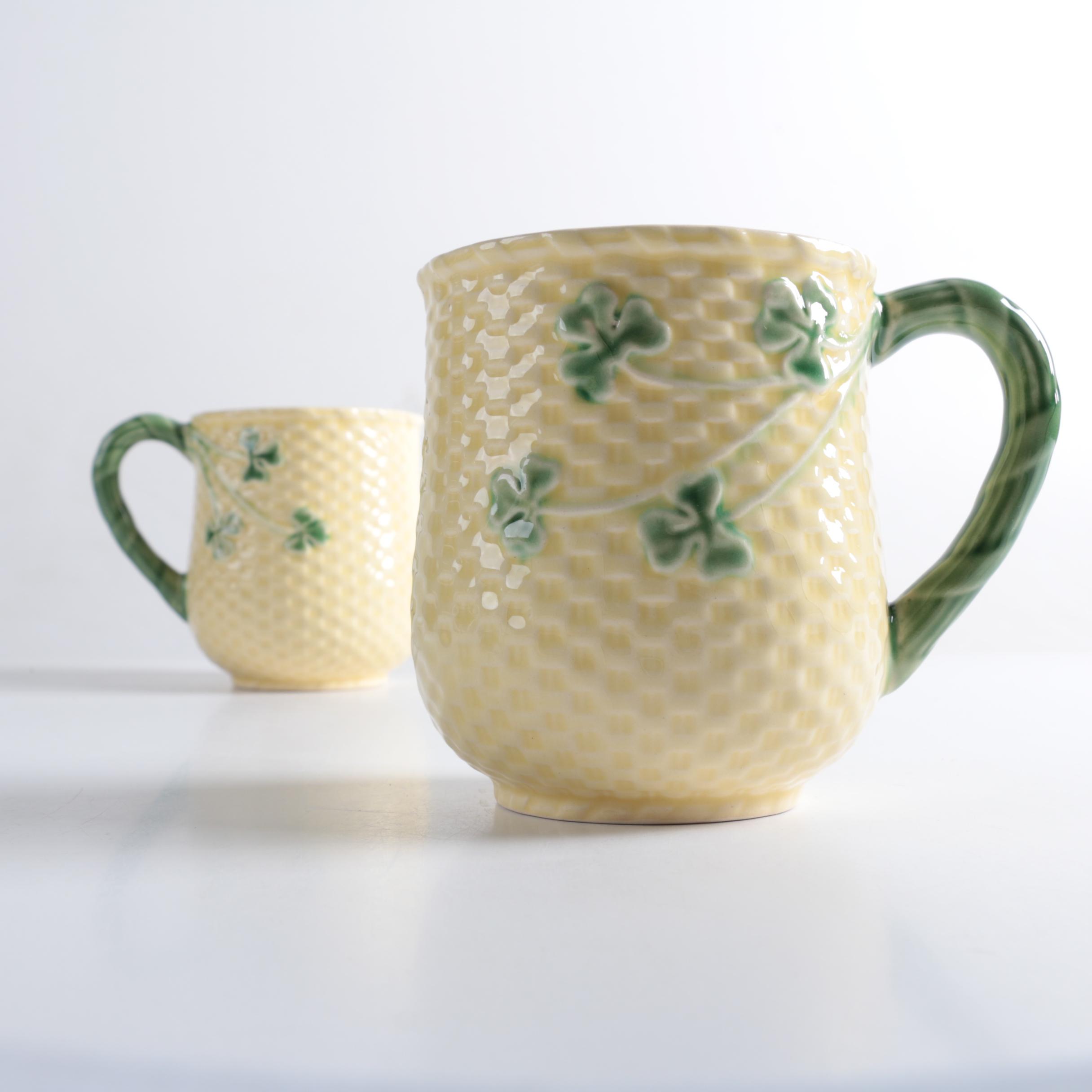 Portuguese Bordallo Pinheiro "Shamrock" Mugs and Plates