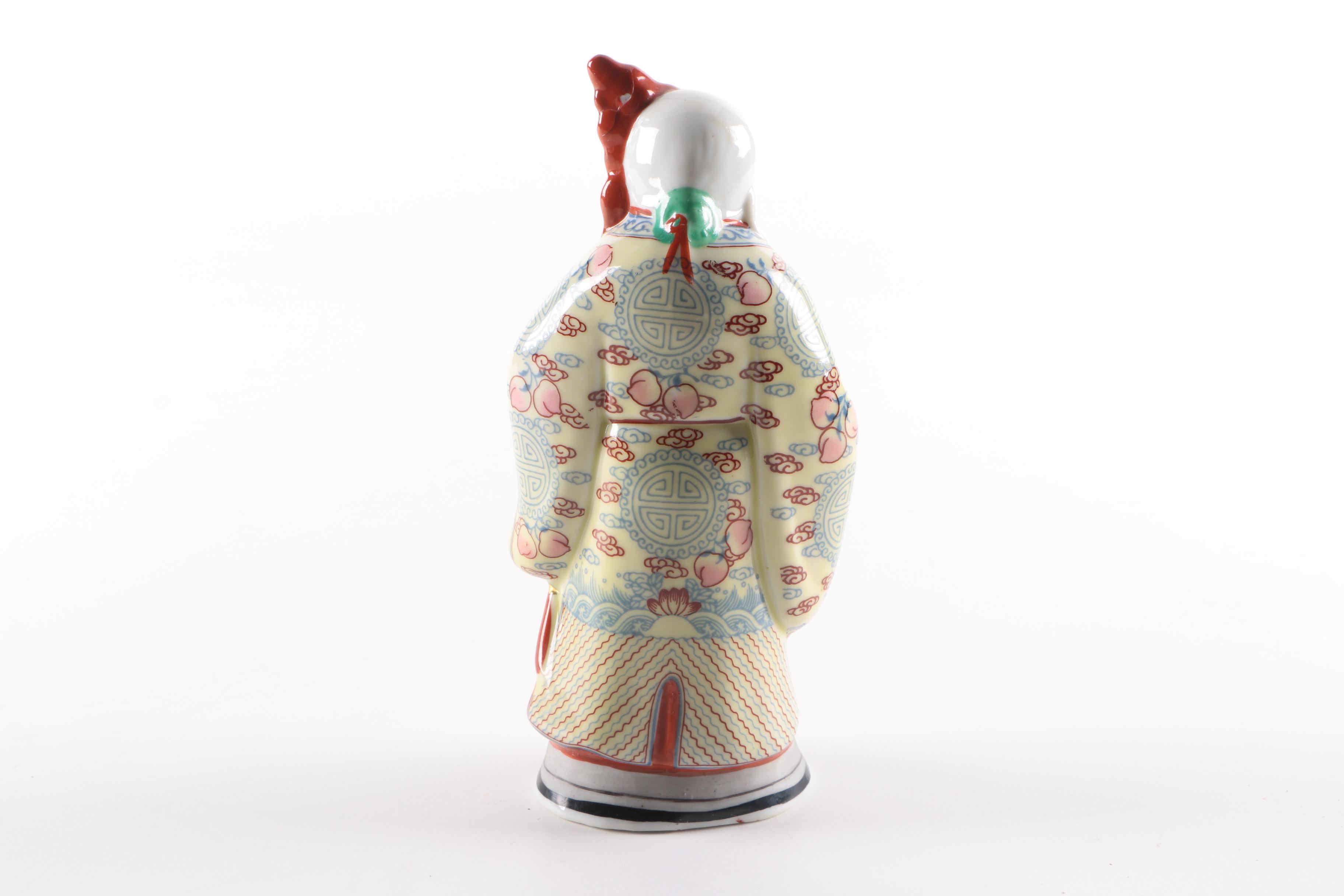 Chinese God of Longevity Porcelain Figurine