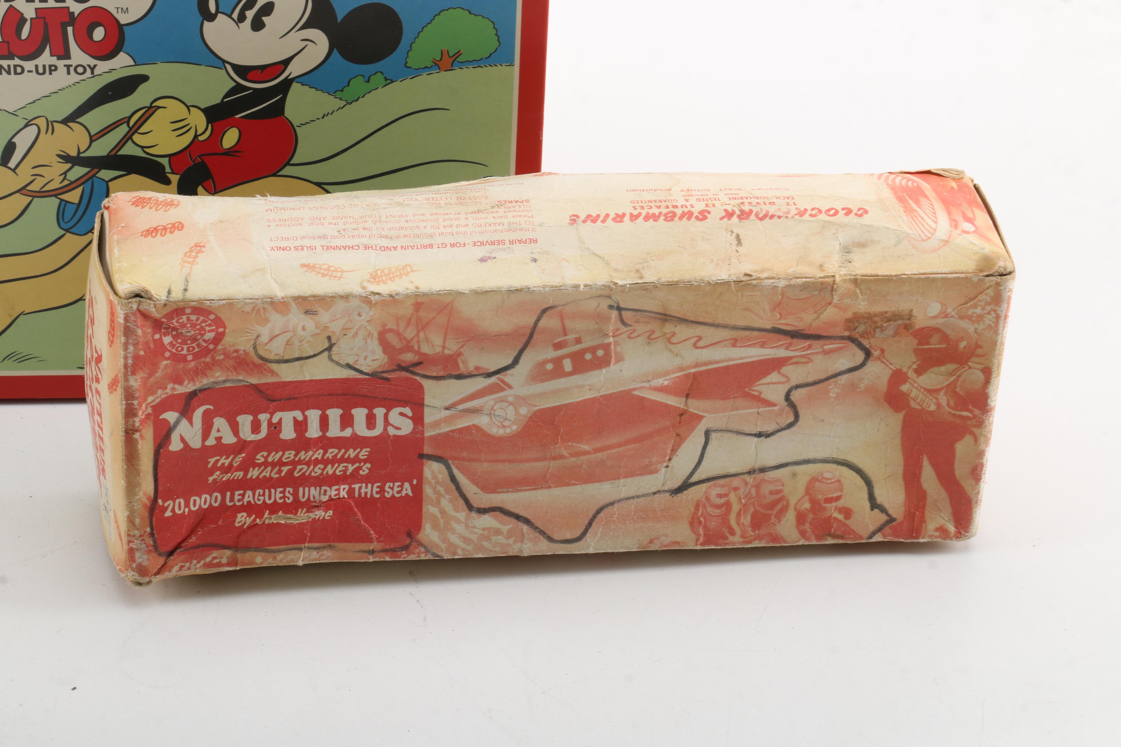 Vintage Sutcliffe Nautilus Submarine Wind-Up Toy and Other Disney Collectibles