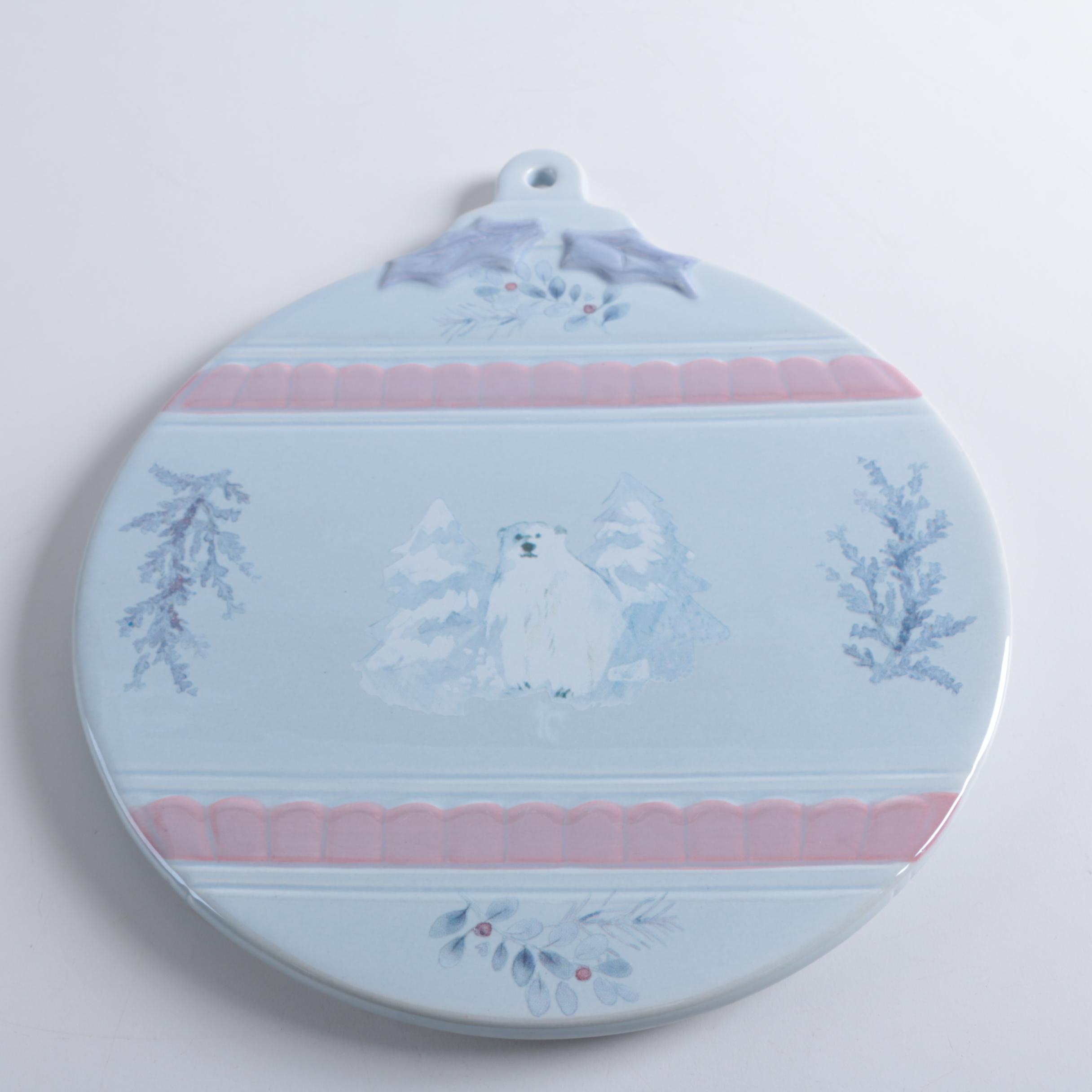 Pfaltzgraff "Winter Frost" Cheese Tray with Bowl and Knives