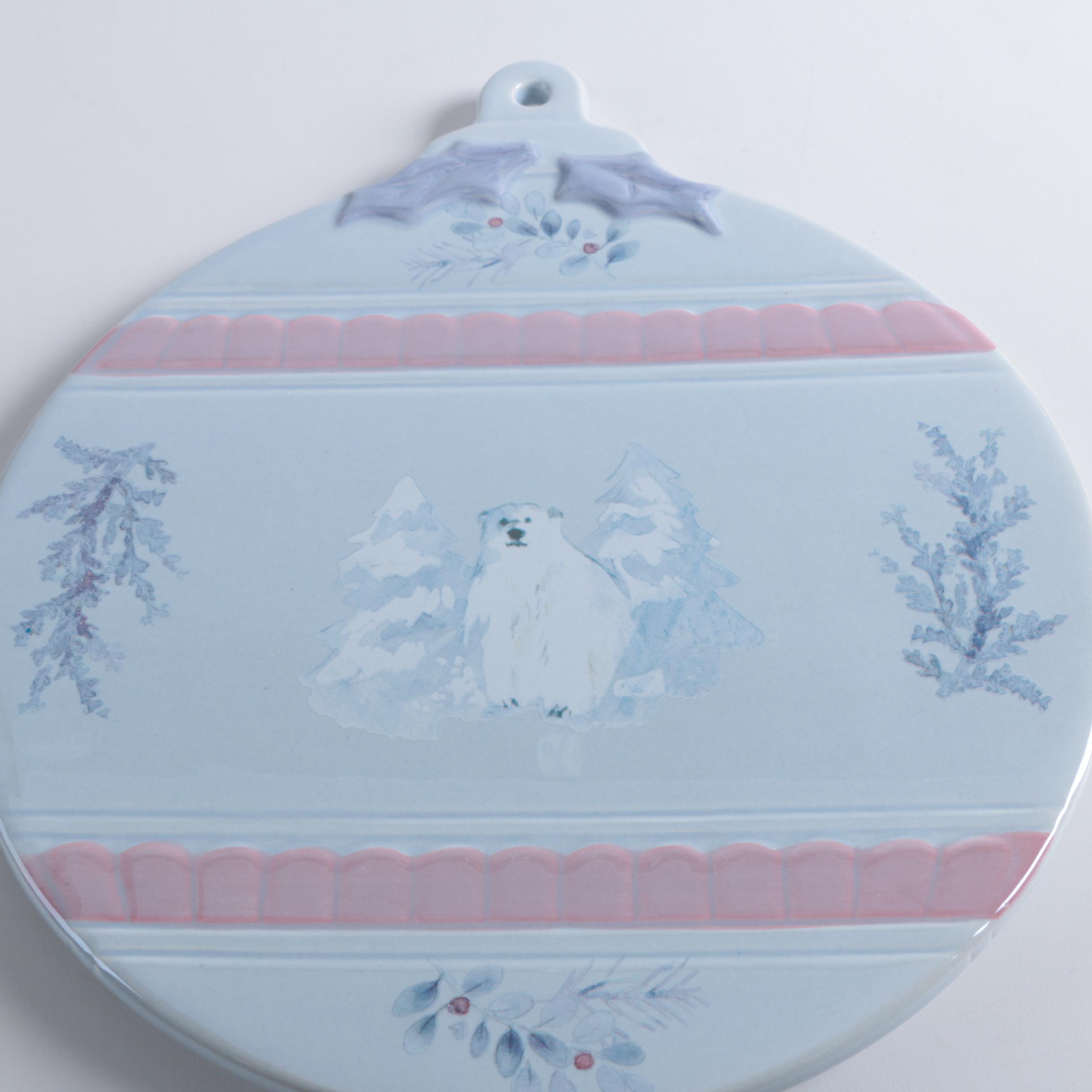 Pfaltzgraff "Winter Frost" Cheese Tray with Bowl and Knives