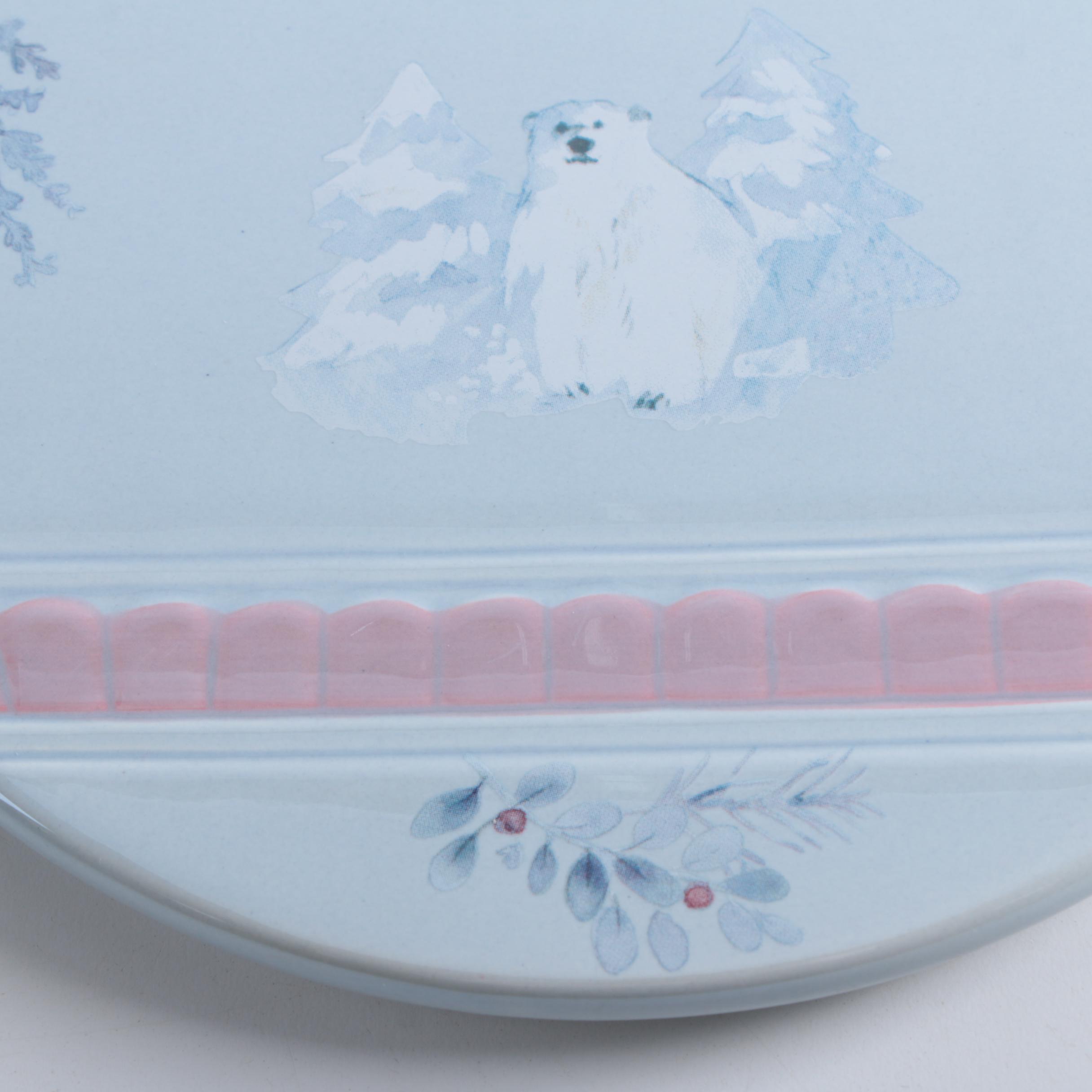 Pfaltzgraff "Winter Frost" Cheese Tray with Bowl and Knives