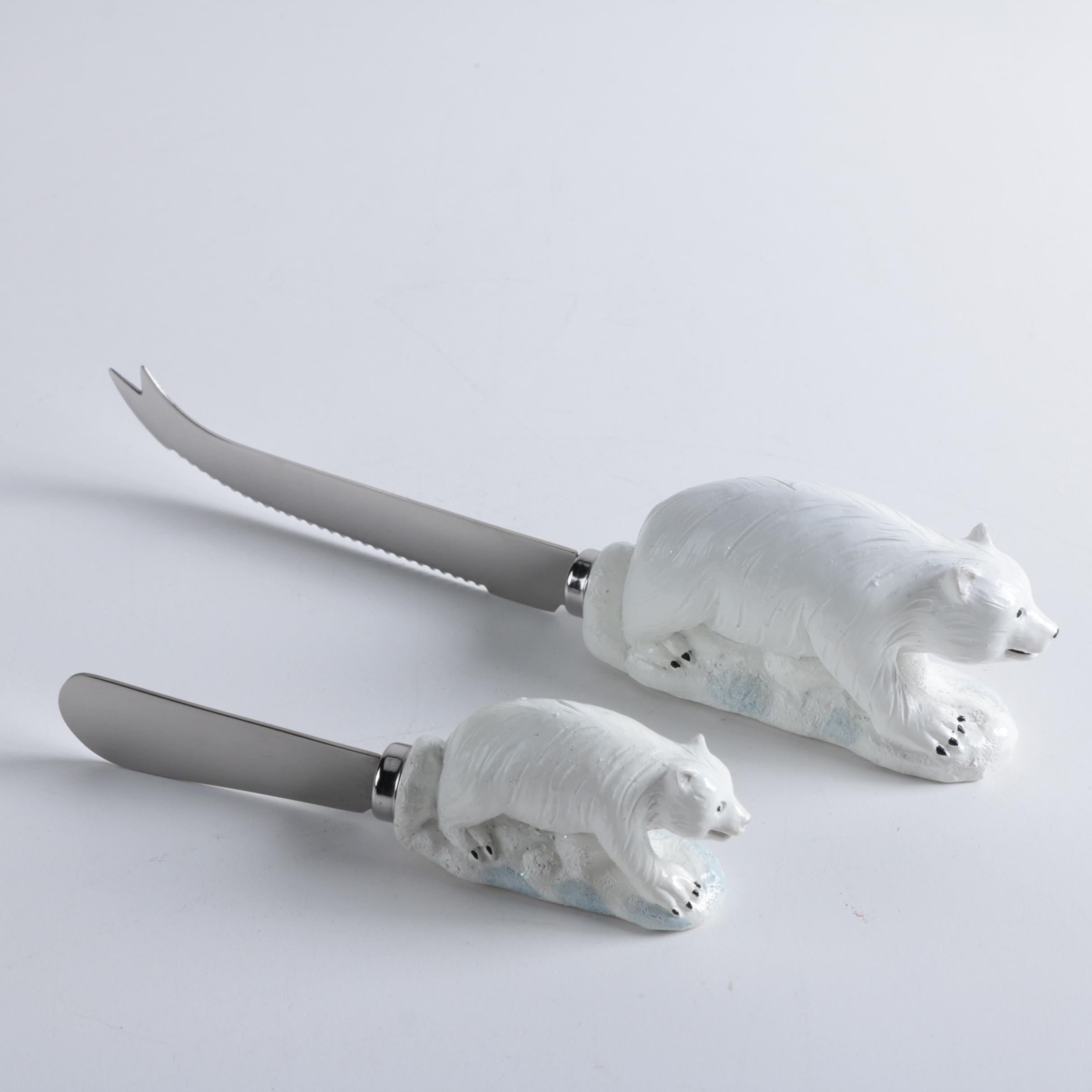 Pfaltzgraff "Winter Frost" Cheese Tray with Bowl and Knives