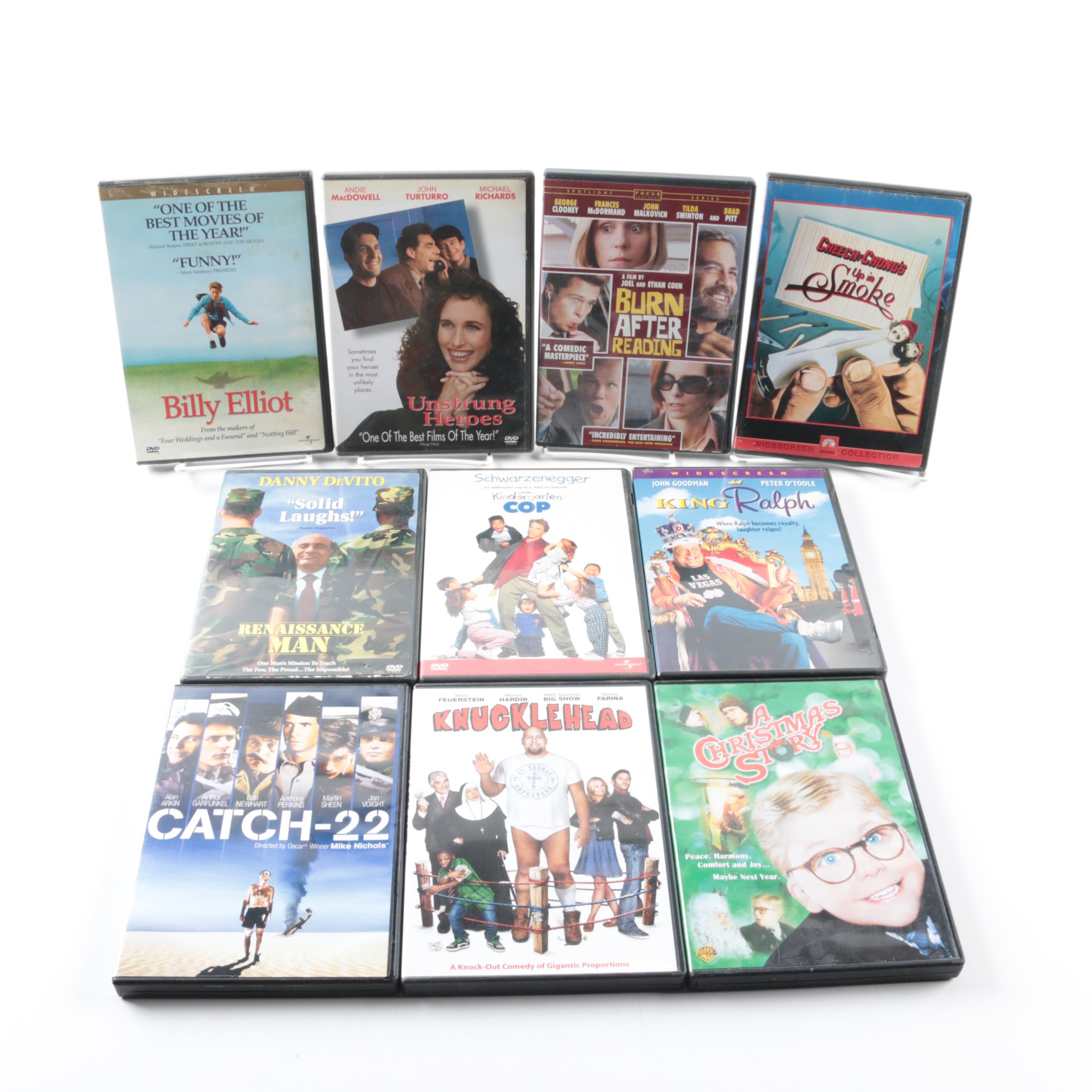 Comedy Movies on DVD Including "Kindergarten Cop" and "A Christmas Story"