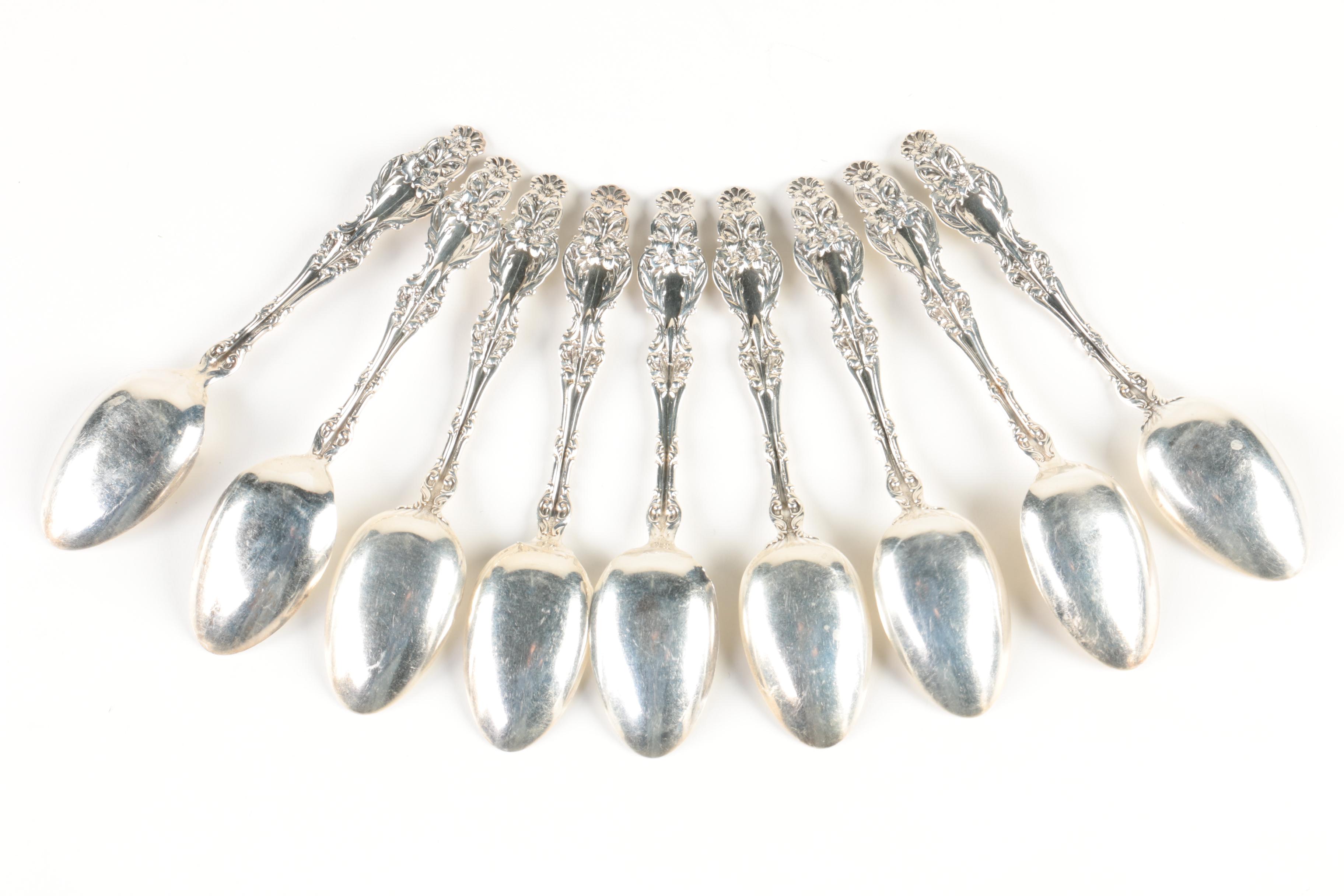 Whiting Manufacturing Co. "Lily" Sterling Silver Teaspoon Set with Case