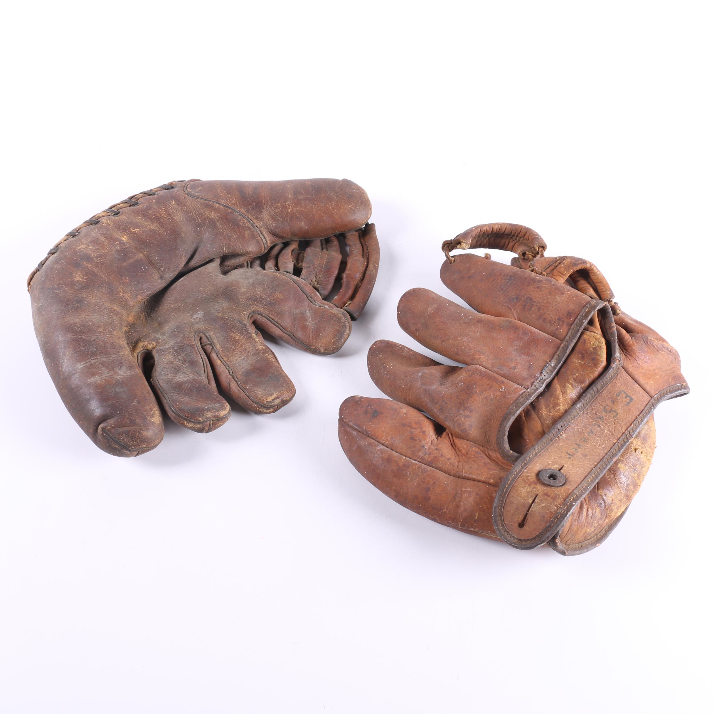 Circa 1940s Baseball Gloves