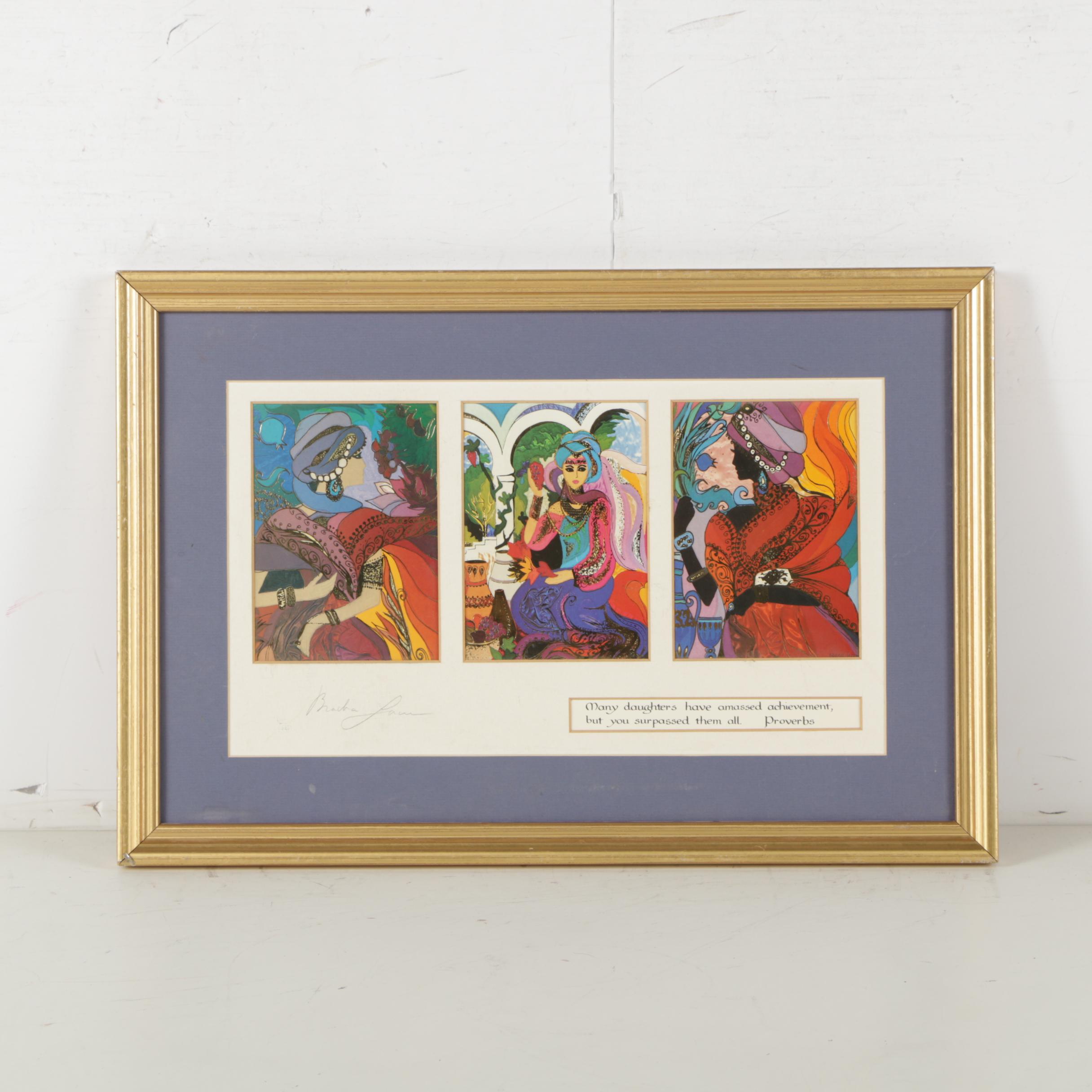 Bracha Brym-Lavee Embellished Offset Lithograph "Women of the Bible"