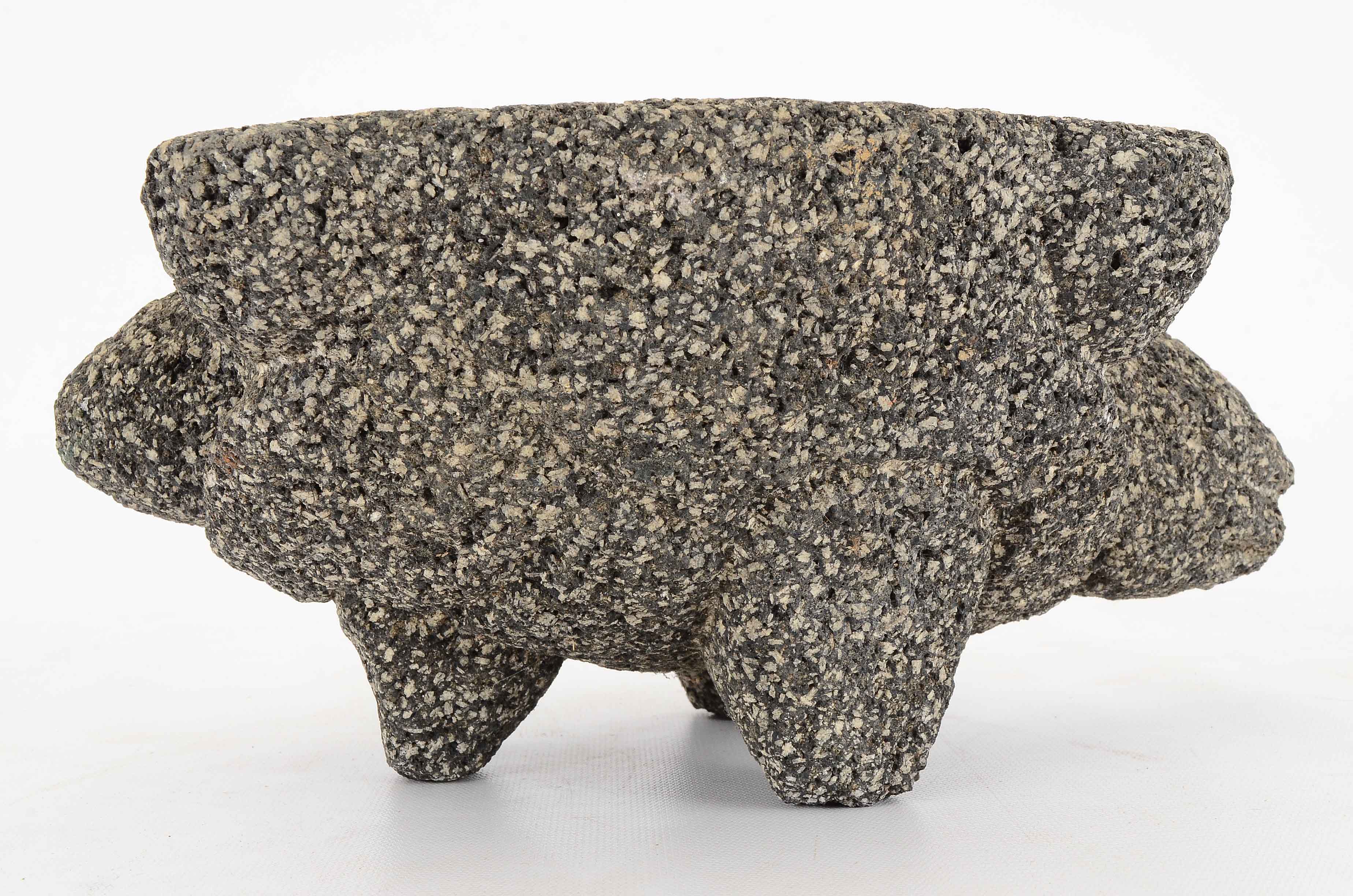 Black Volcanic Basalt Turtle Mortar