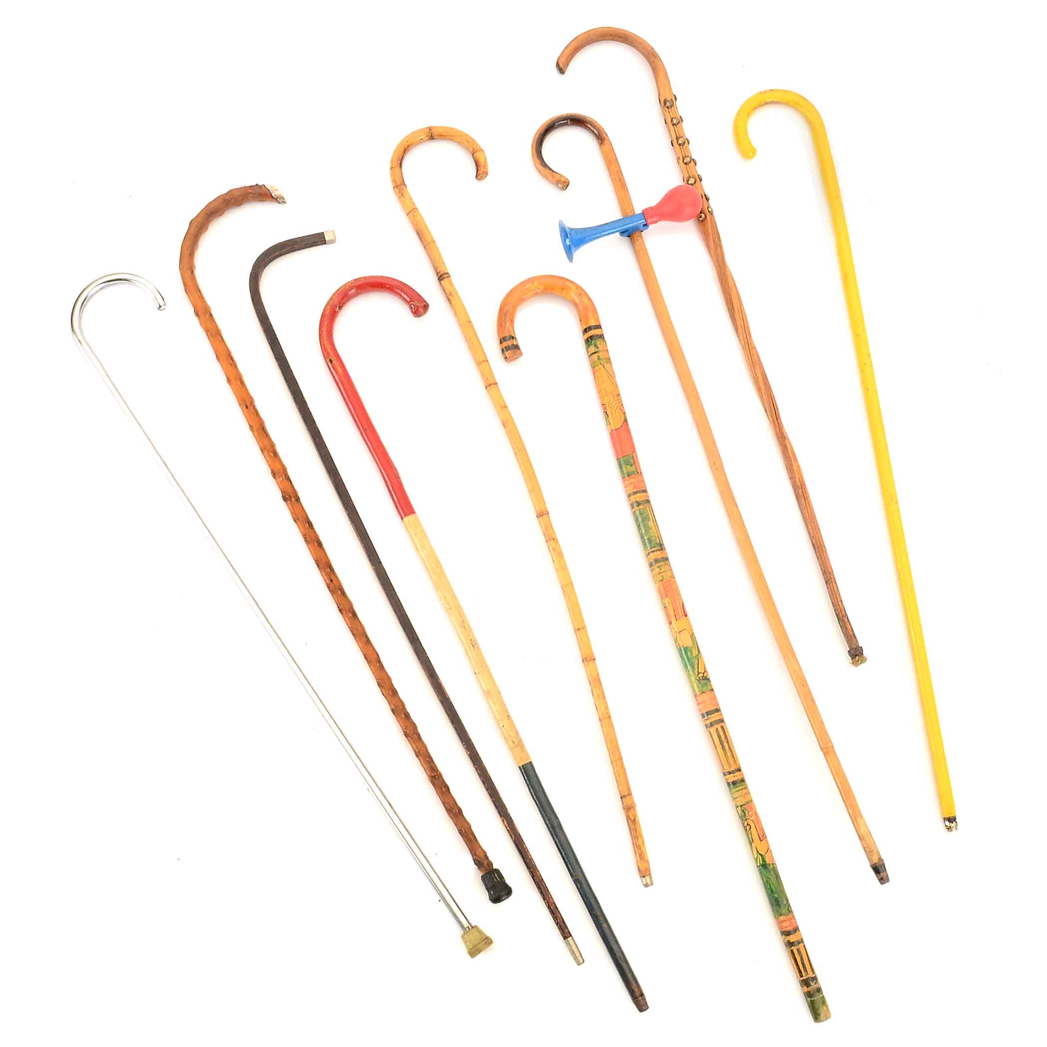 Nine Vintage Walking Sticks