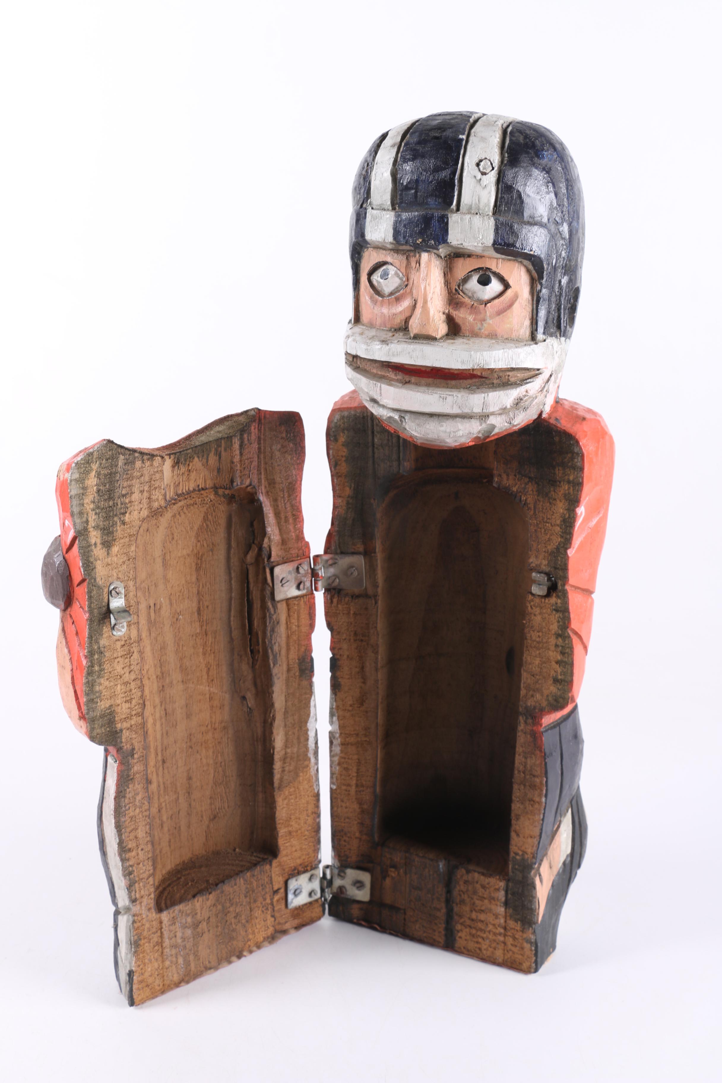 Wooden Football Figurine Box