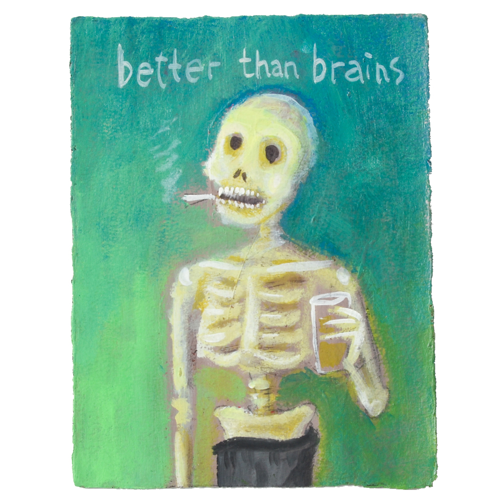 N. Scott Carroll Original Outsider Pop Art Acrylic Painting of Zombie