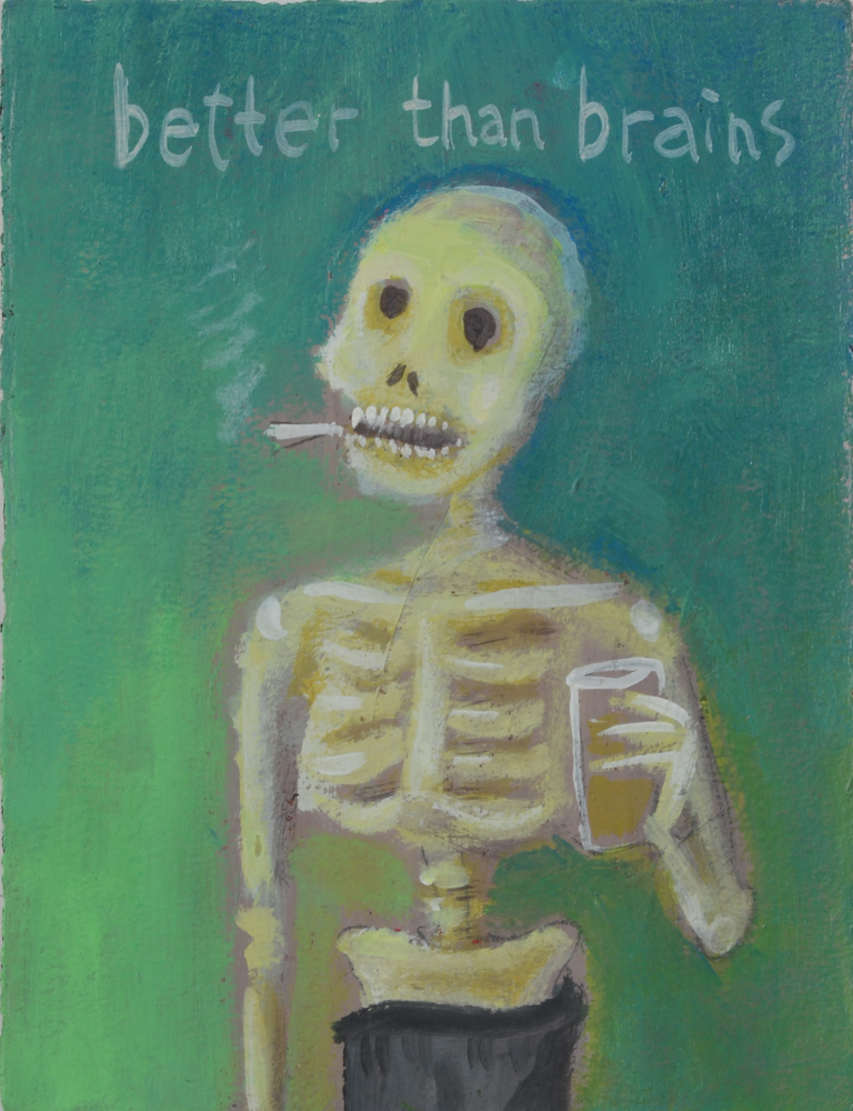 N. Scott Carroll Original Outsider Pop Art Acrylic Painting of Zombie