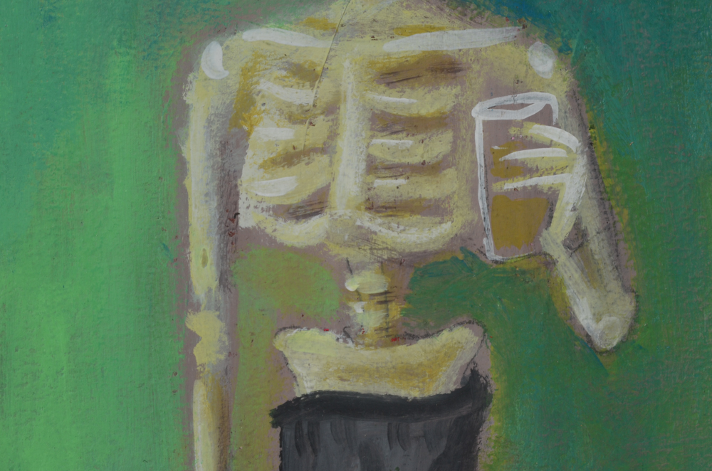 N. Scott Carroll Original Outsider Pop Art Acrylic Painting of Zombie