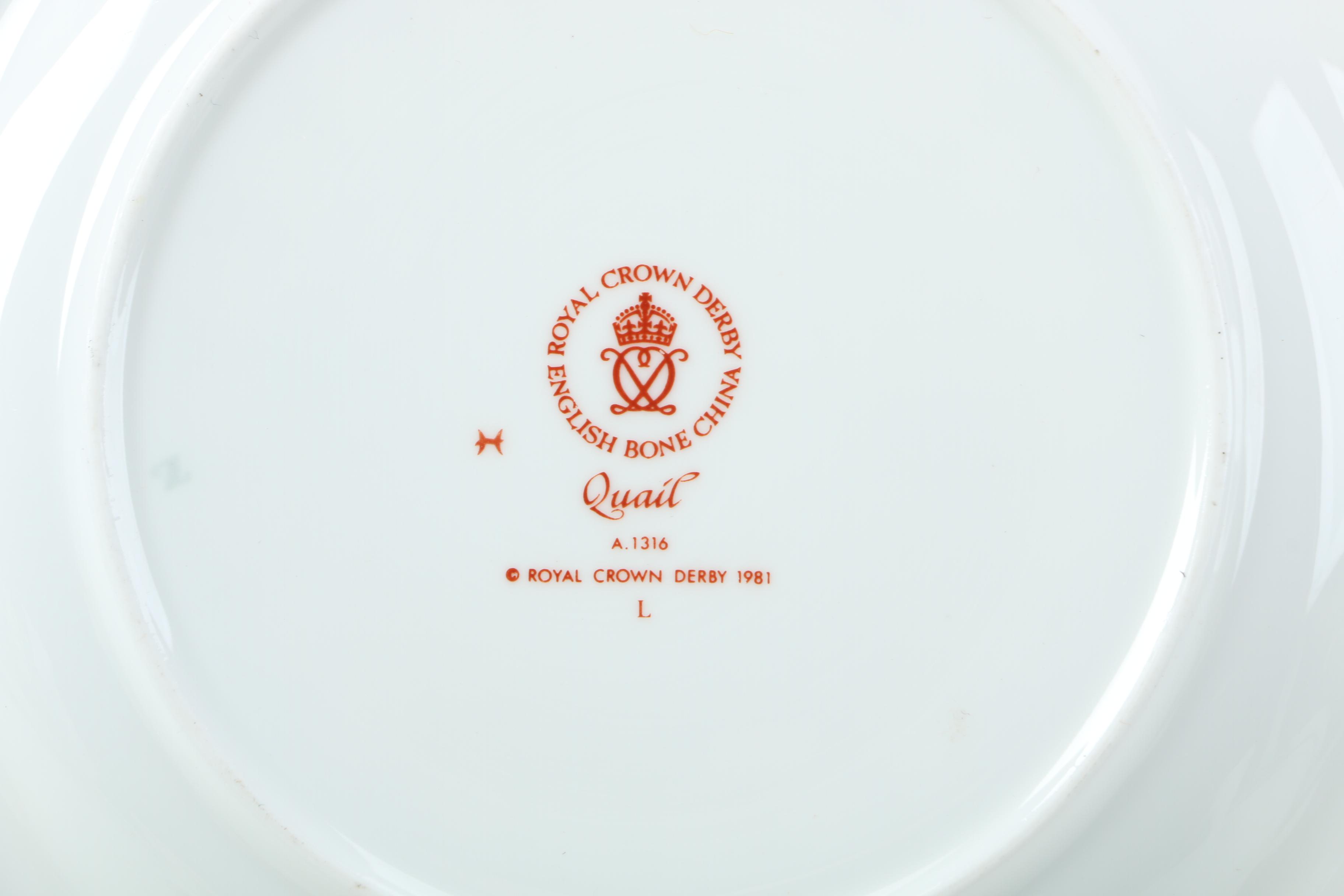 Vintage Royal Crown Derby "Quail" and "Asian Rose" Dinnerware