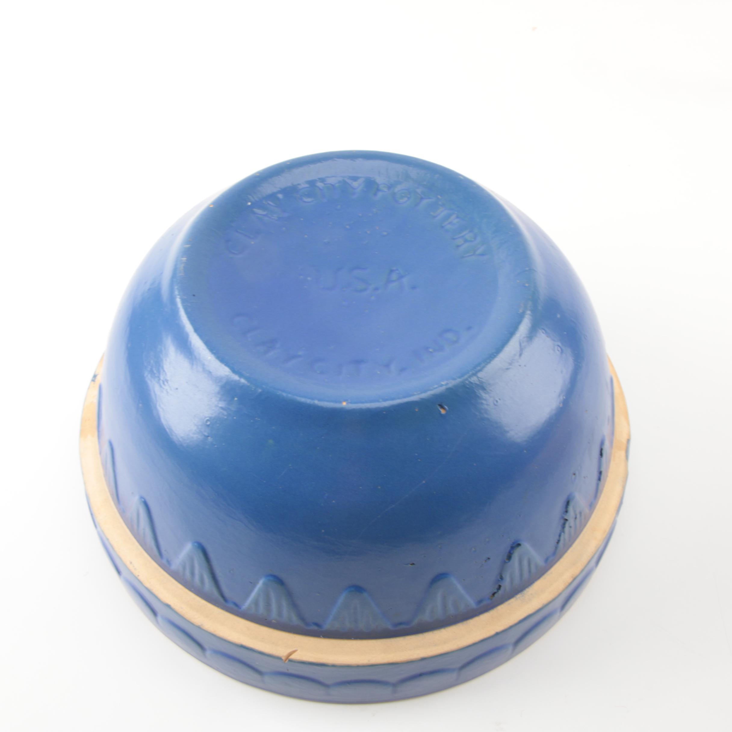 Vintage Clay City Pottery Bowl and Yellow Ringware Bowl