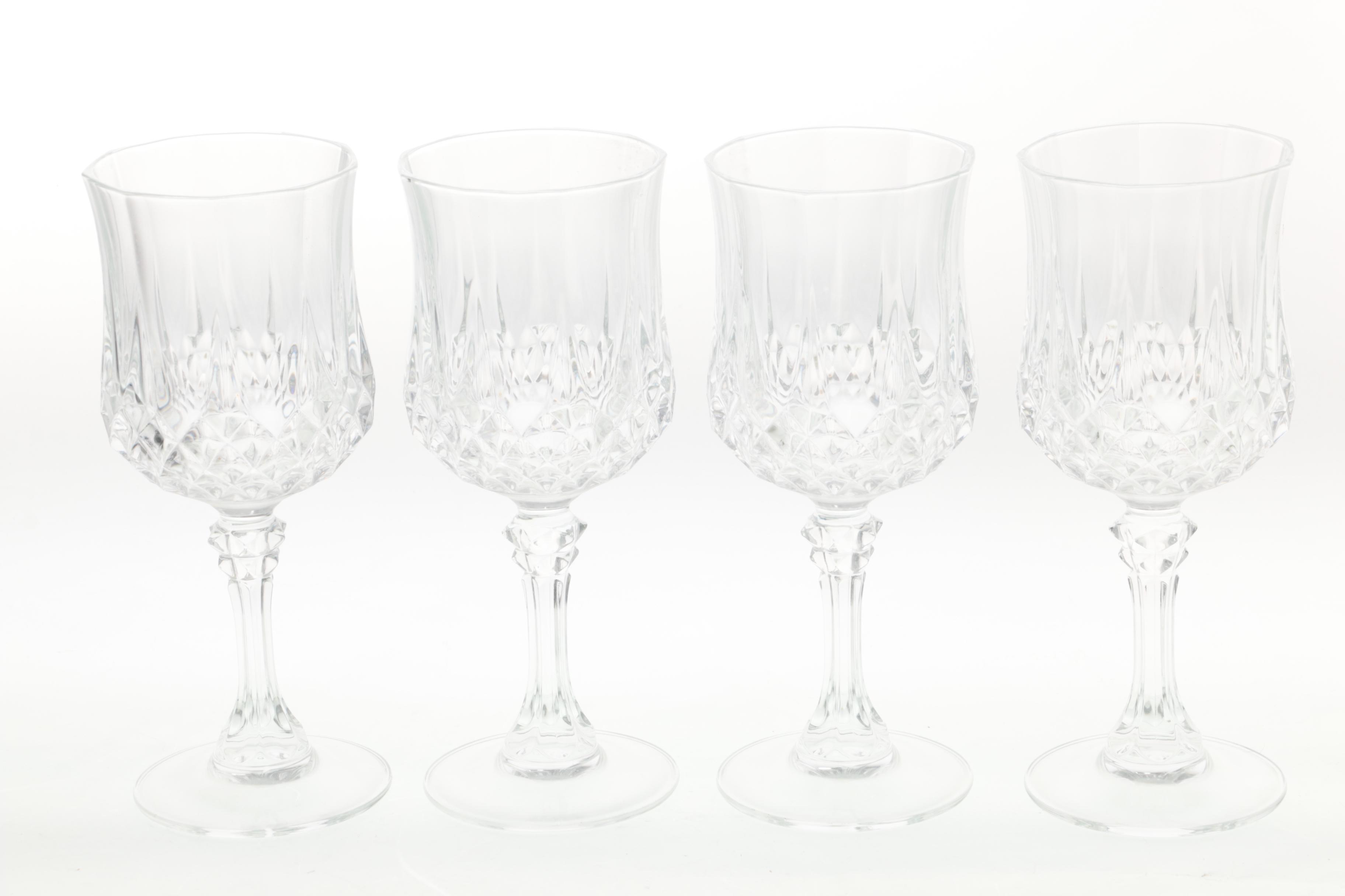 Lenox "Mystic" Crystal Biscuit Barrel and Stemmed Glasses