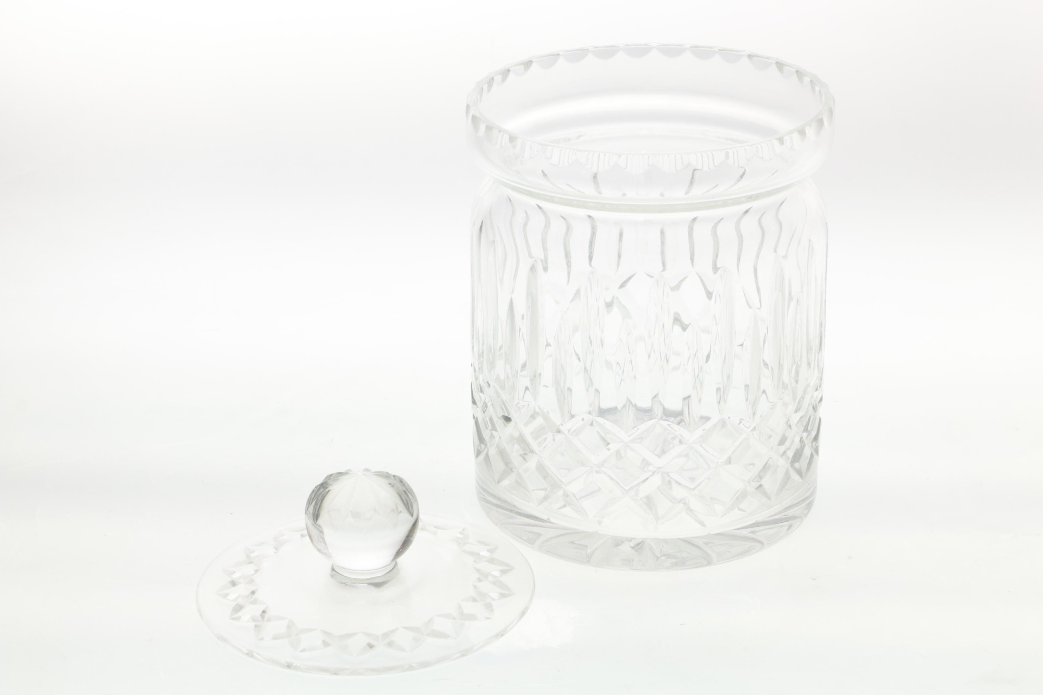Lenox "Mystic" Crystal Biscuit Barrel and Stemmed Glasses