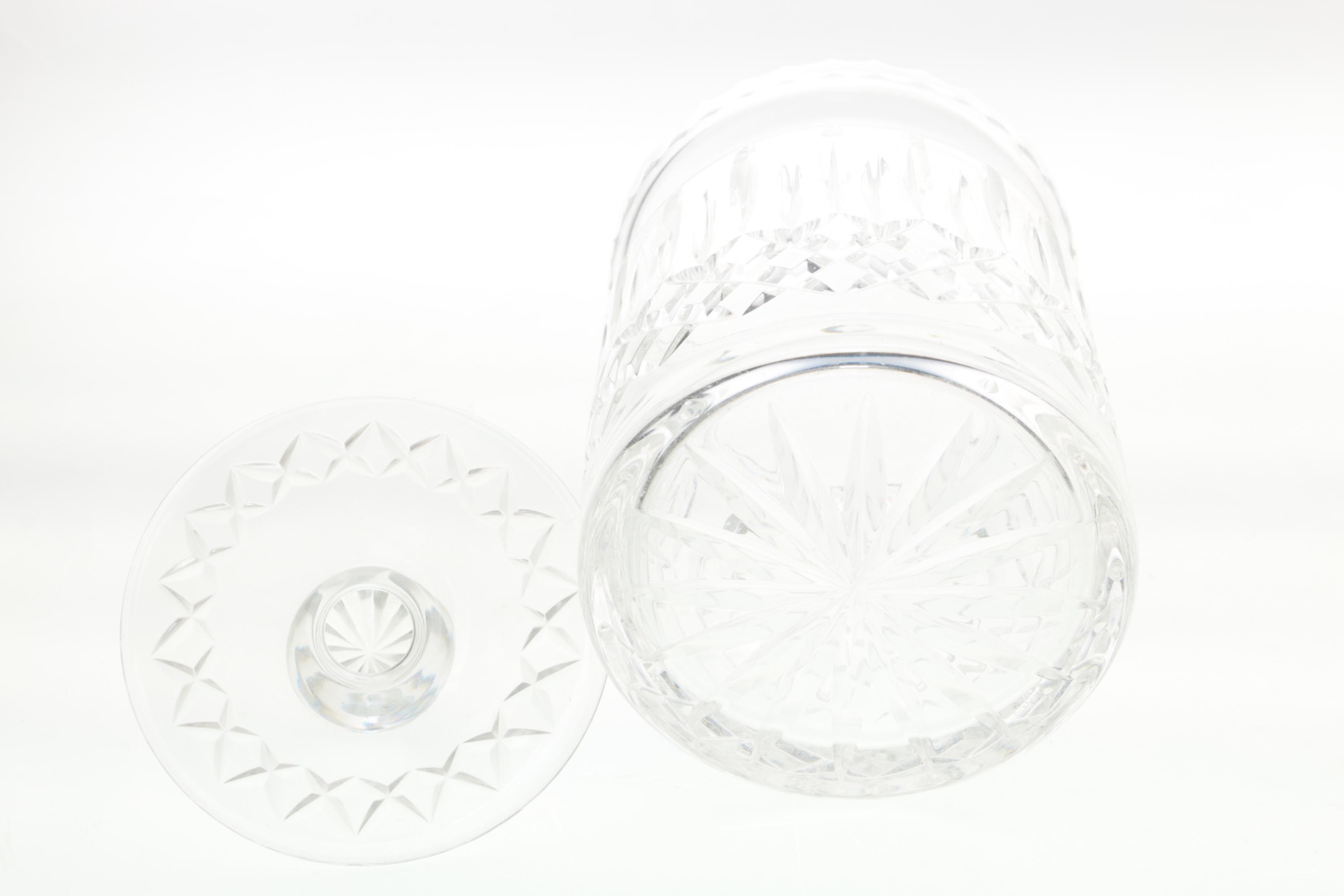 Lenox "Mystic" Crystal Biscuit Barrel and Stemmed Glasses