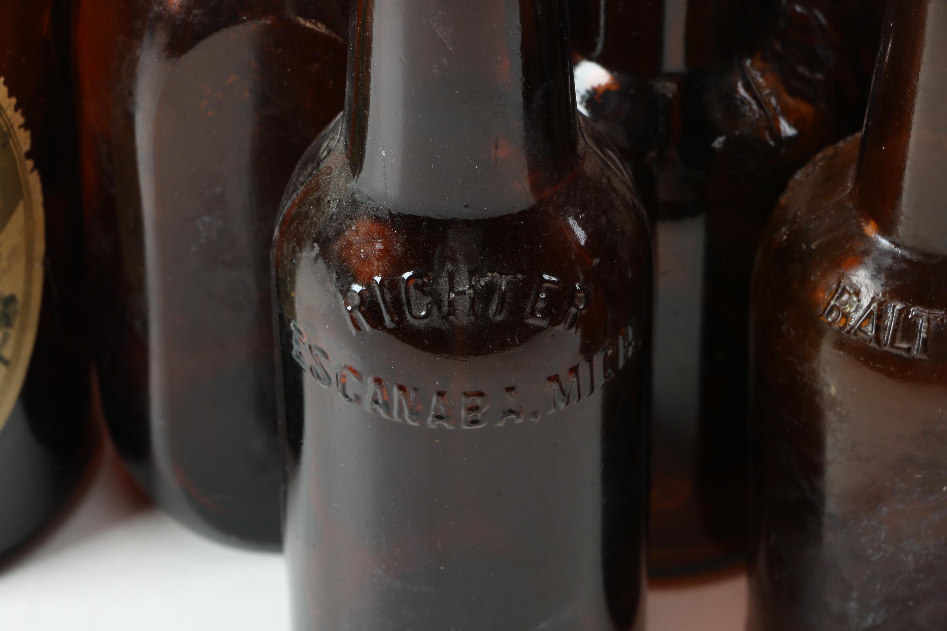 Vintage Amber Glass Bottles Featuring Fremont "Grape Juice"