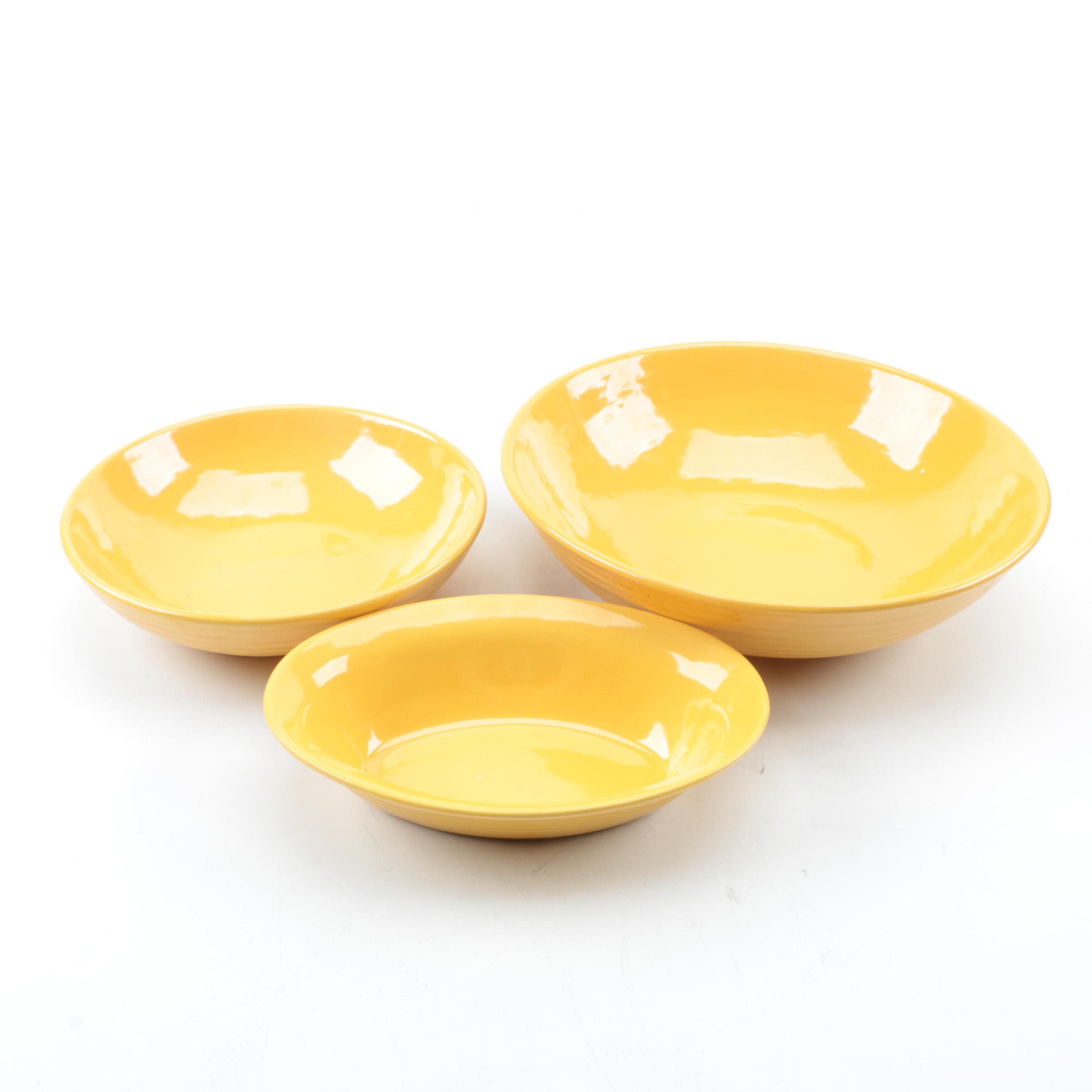 Vintage Bauer Pottery Bright Yellow Bowls