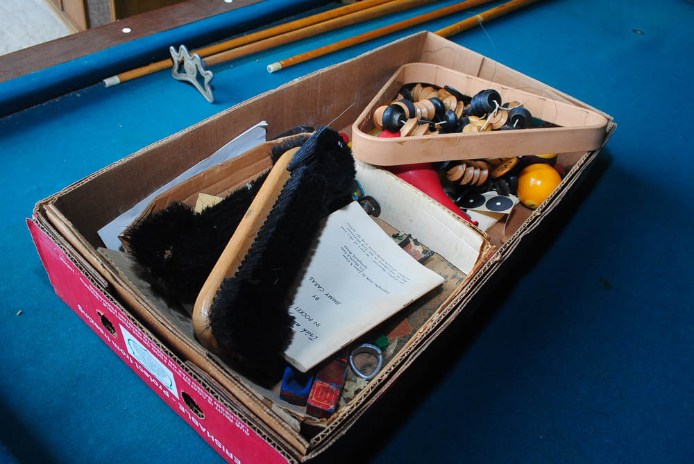 Vintage Bar Style Pool Table and Accessories