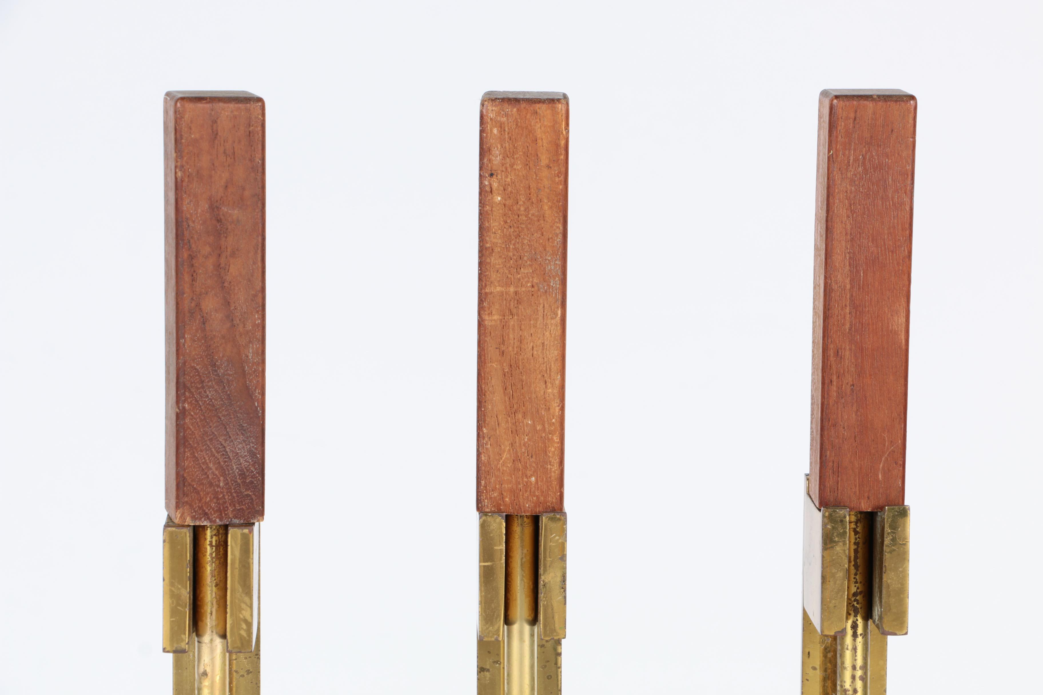 Modern Brass Fireplace Tools with Wooden Handles