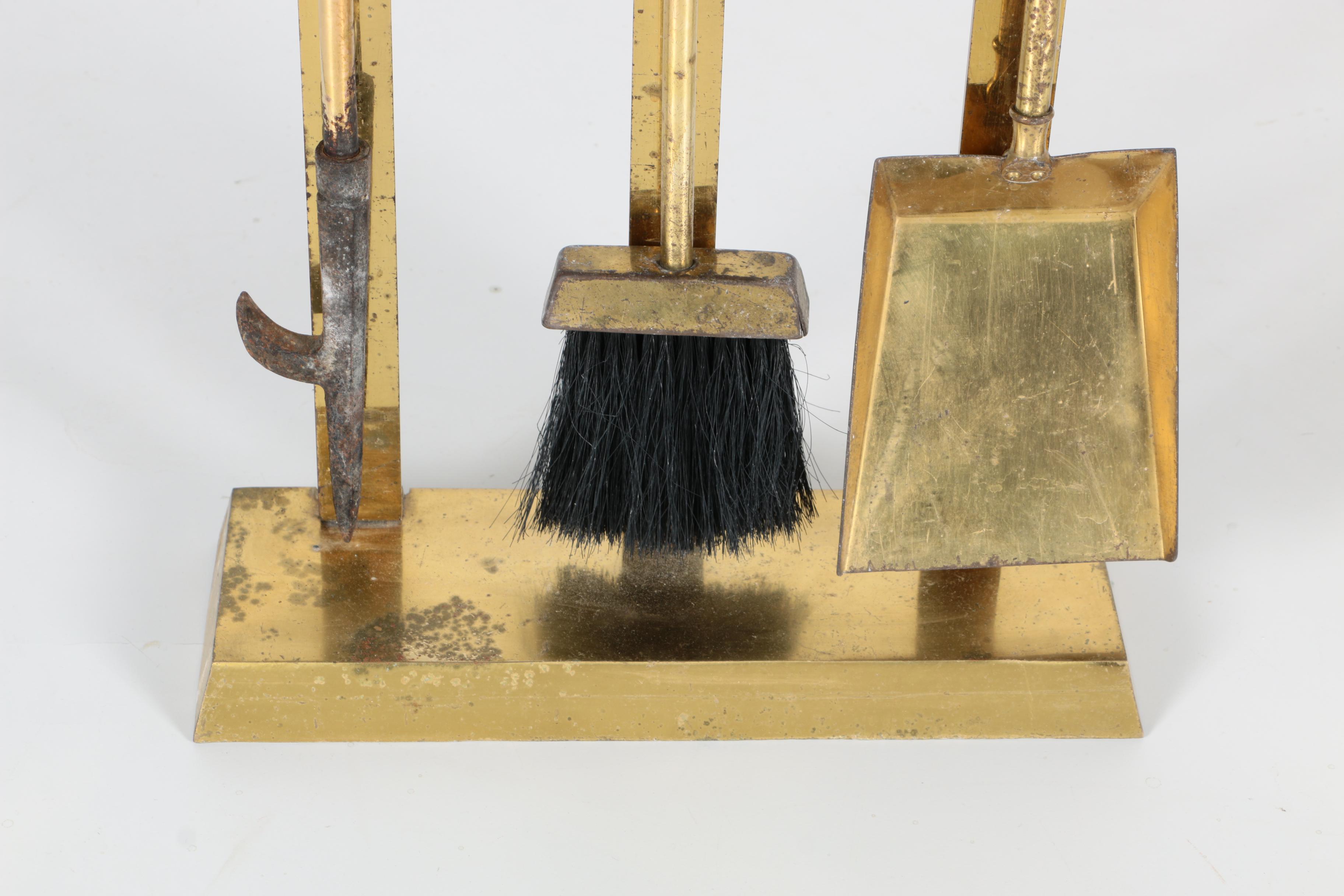 Modern Brass Fireplace Tools with Wooden Handles