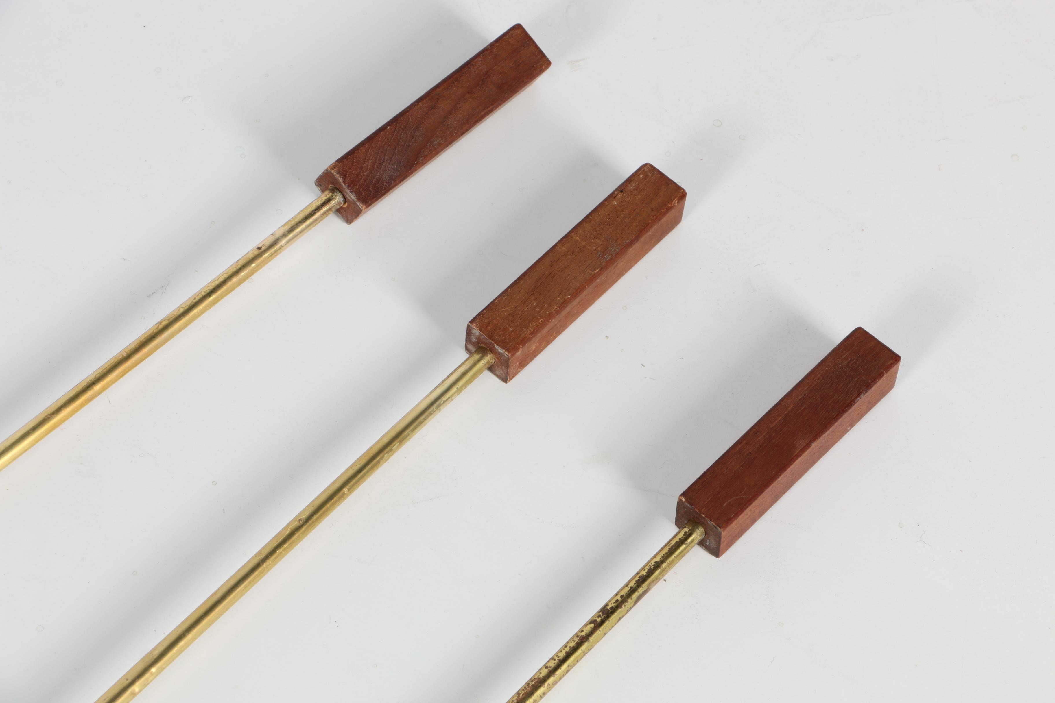 Modern Brass Fireplace Tools with Wooden Handles
