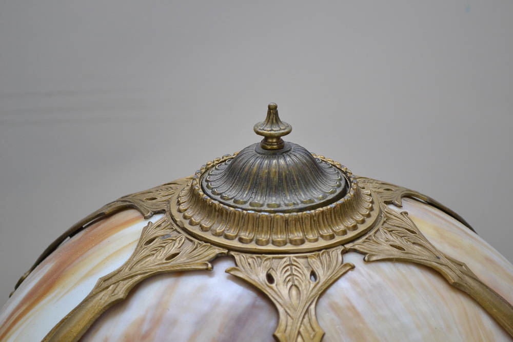 Vintage Tiffany Style Slag Glass Table Lamp