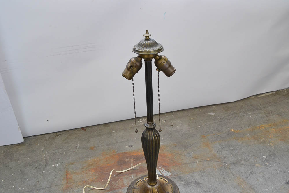 Vintage Tiffany Style Slag Glass Table Lamp