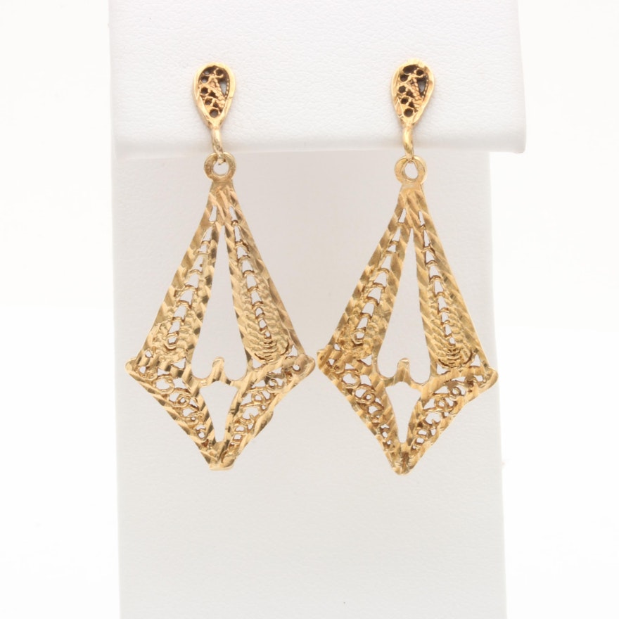 14K Yellow Gold Dangle Earrings