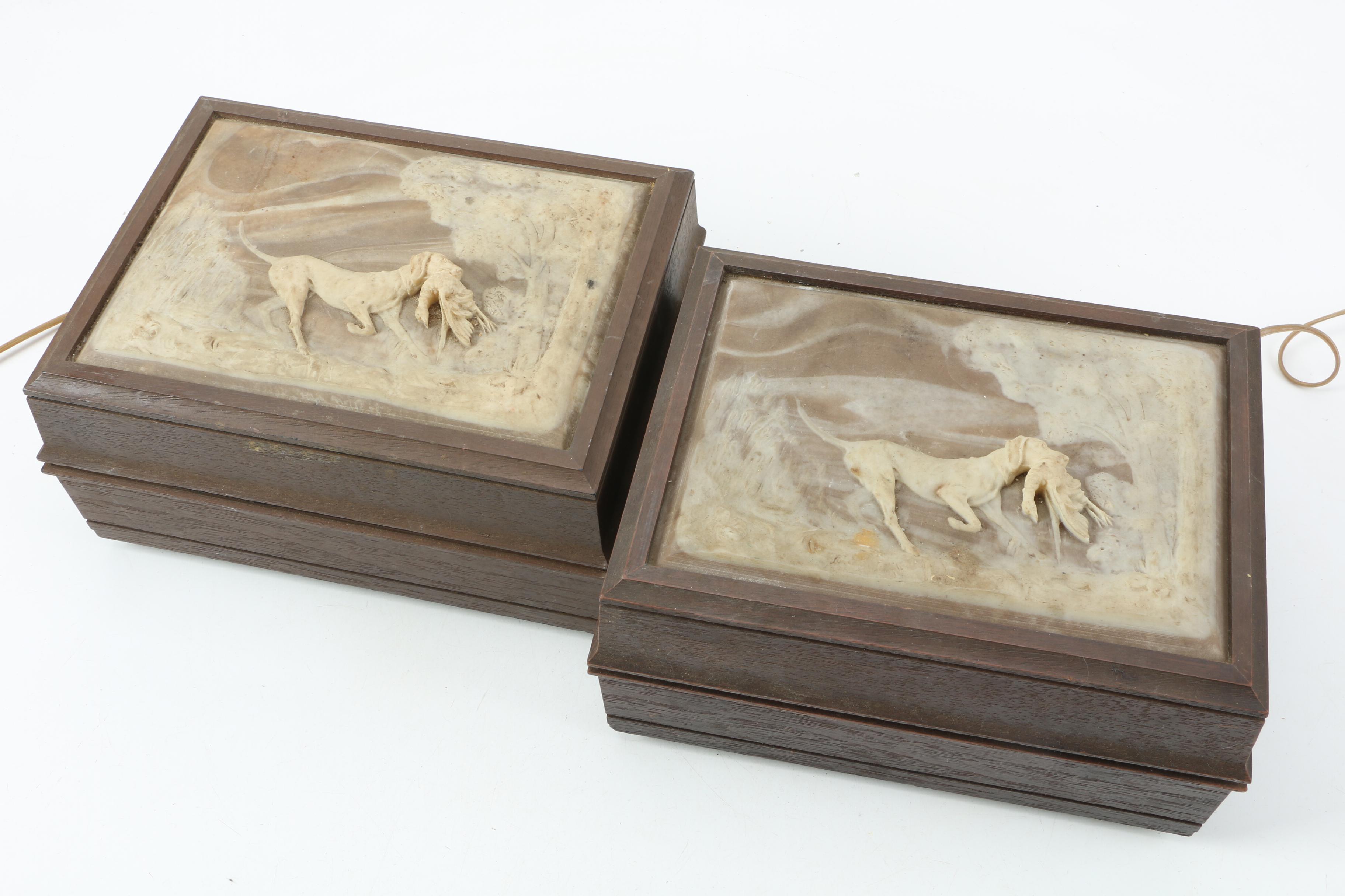 Vintage Deco-Tel Personal Telephones with Hunting Scene Lids