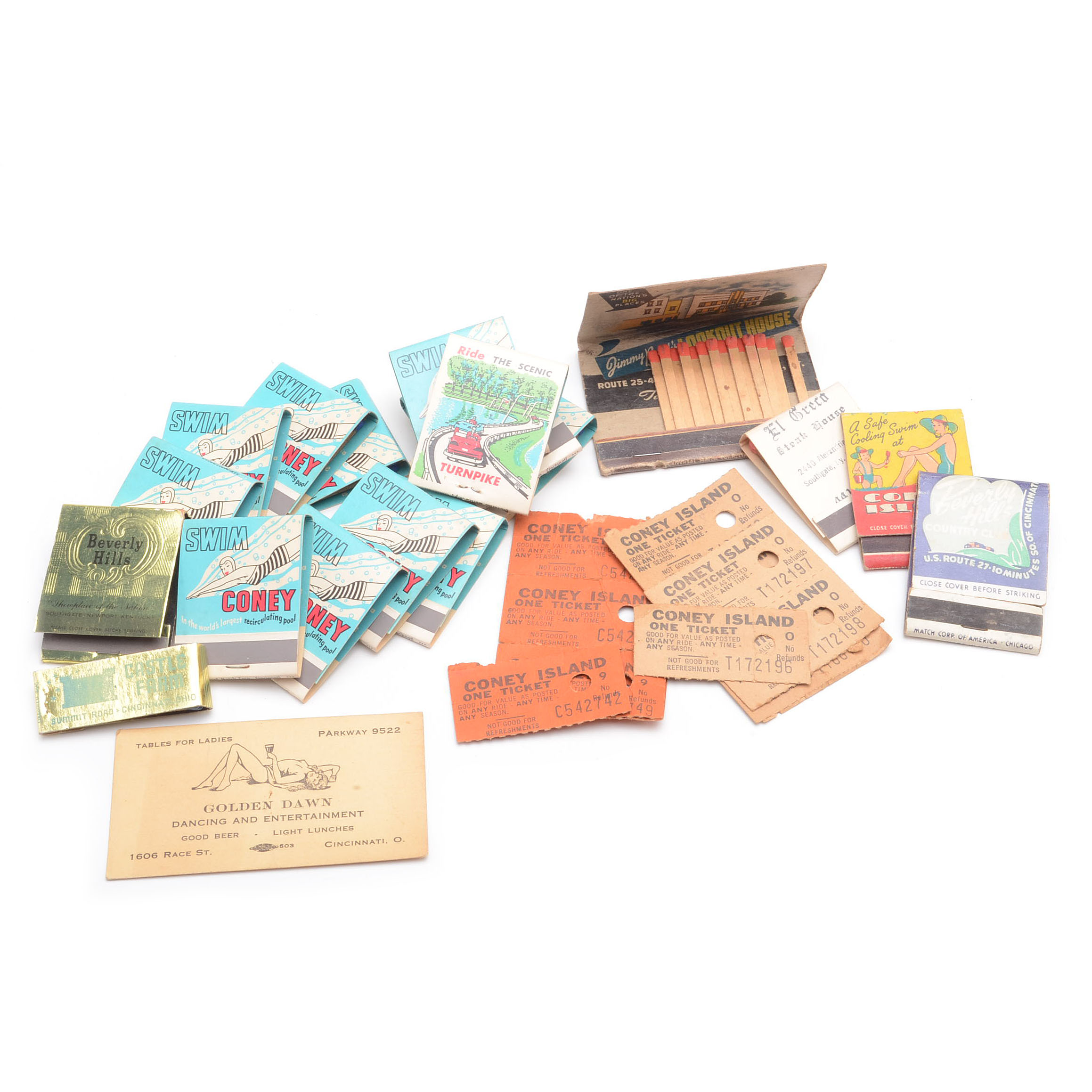 Cincinnati and Northern Kentucky Vintage Matchbooks and Tickets