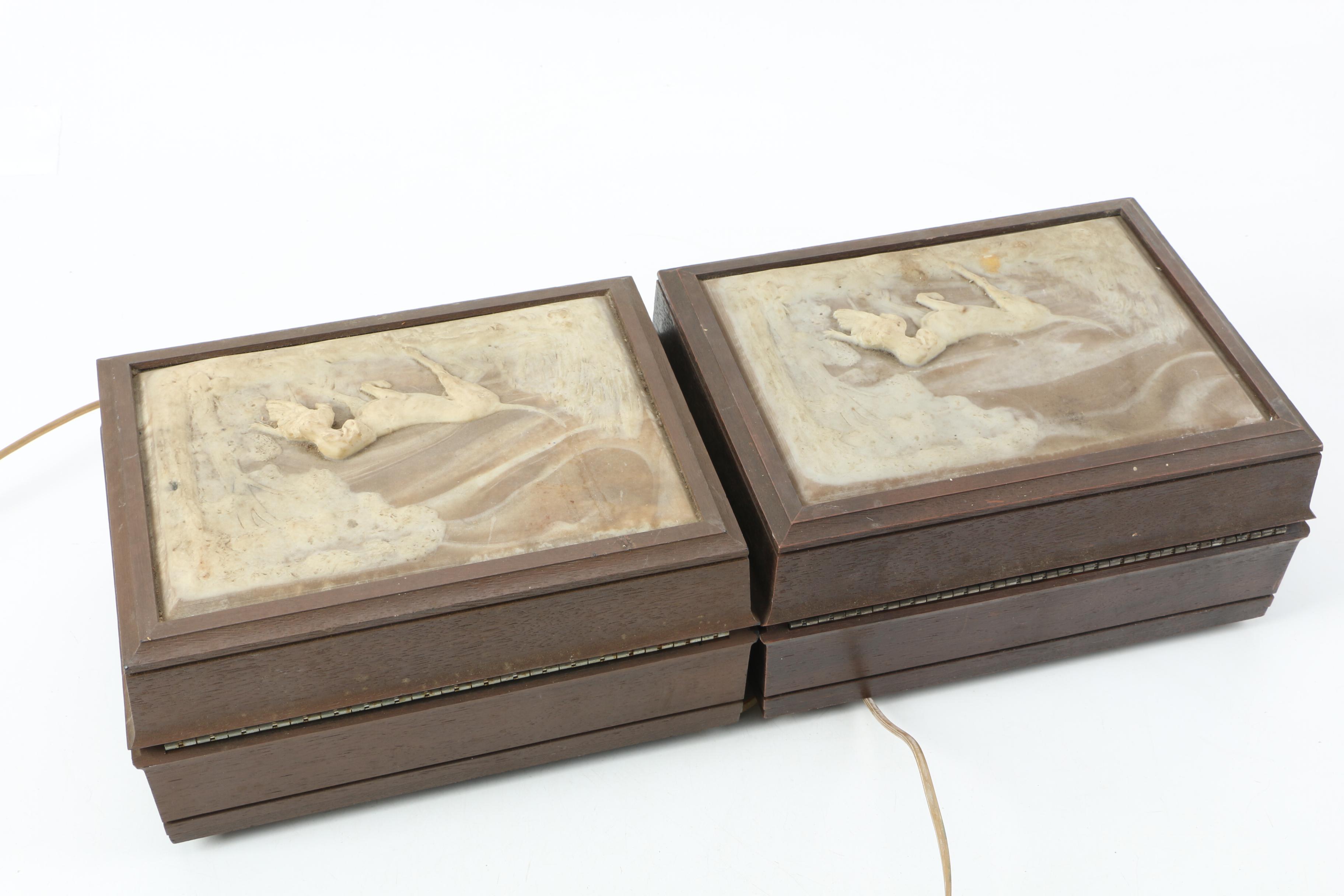Vintage Deco-Tel Personal Telephones with Hunting Scene Lids