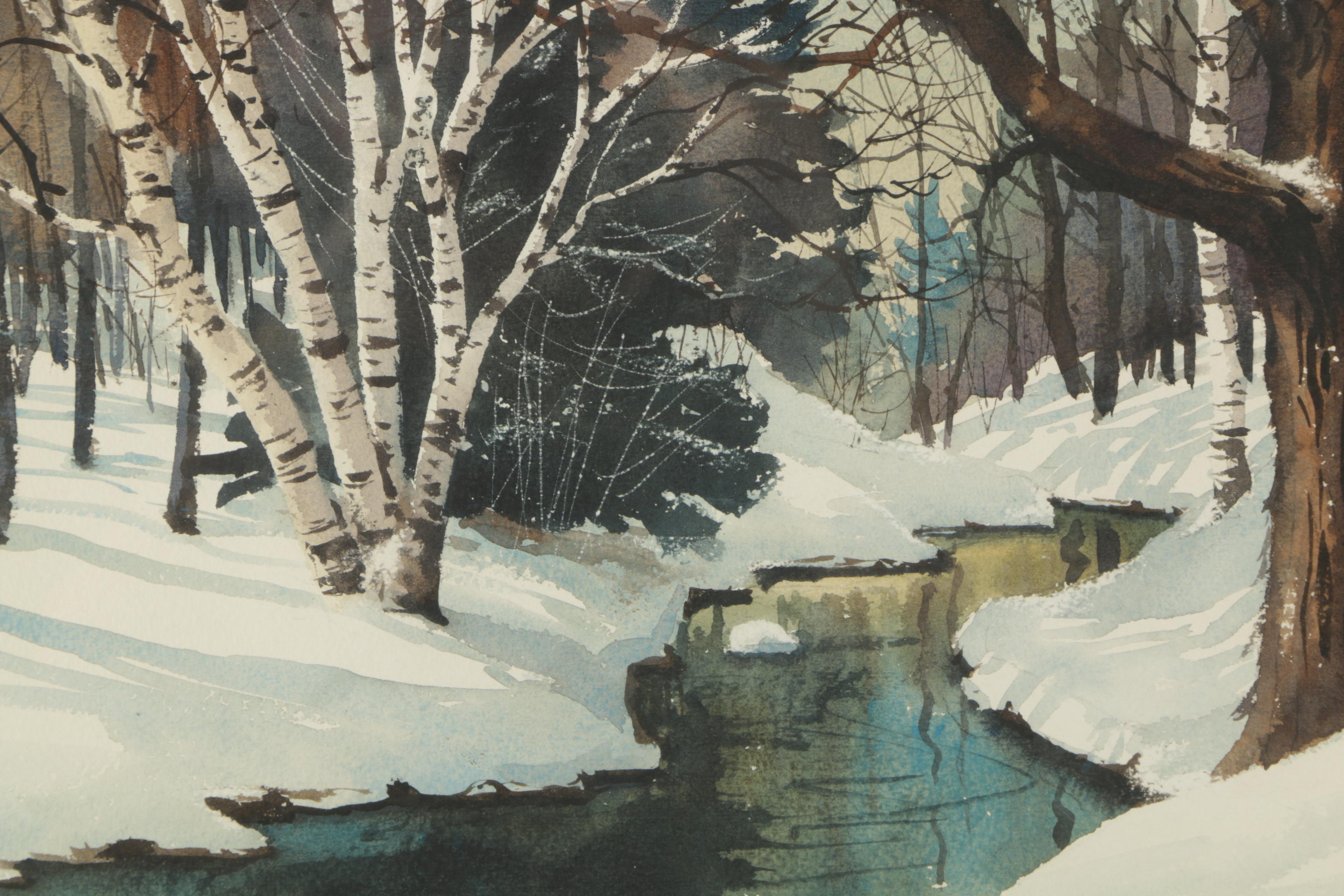 Austin Fraser Watercolor Landscape Painting on Paper