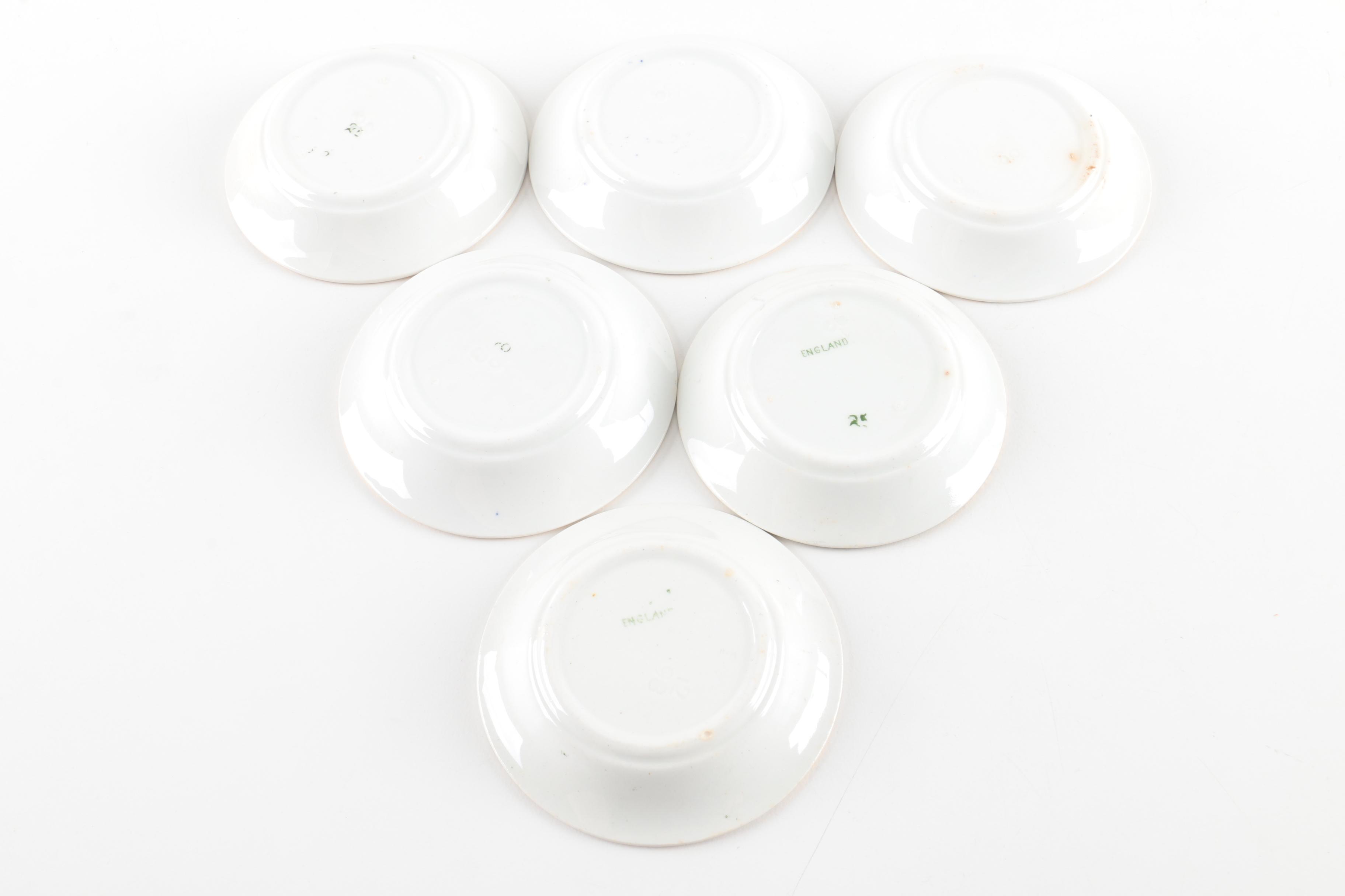 Vintage Green Transferware Ironstone Butter Pats