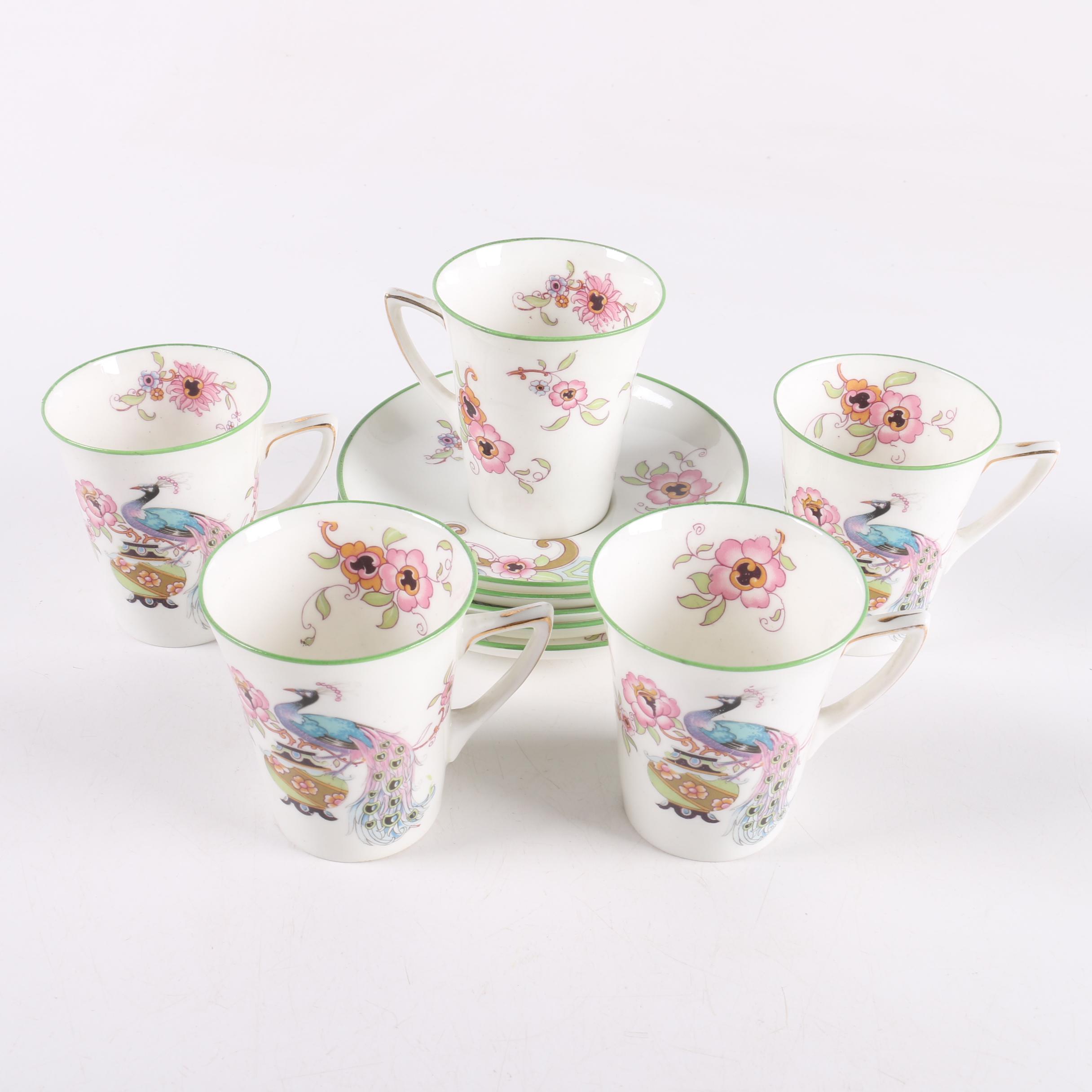 Vintage Henry M. Williamson & Sons "Canton" Porcelain Teacups and Saucers