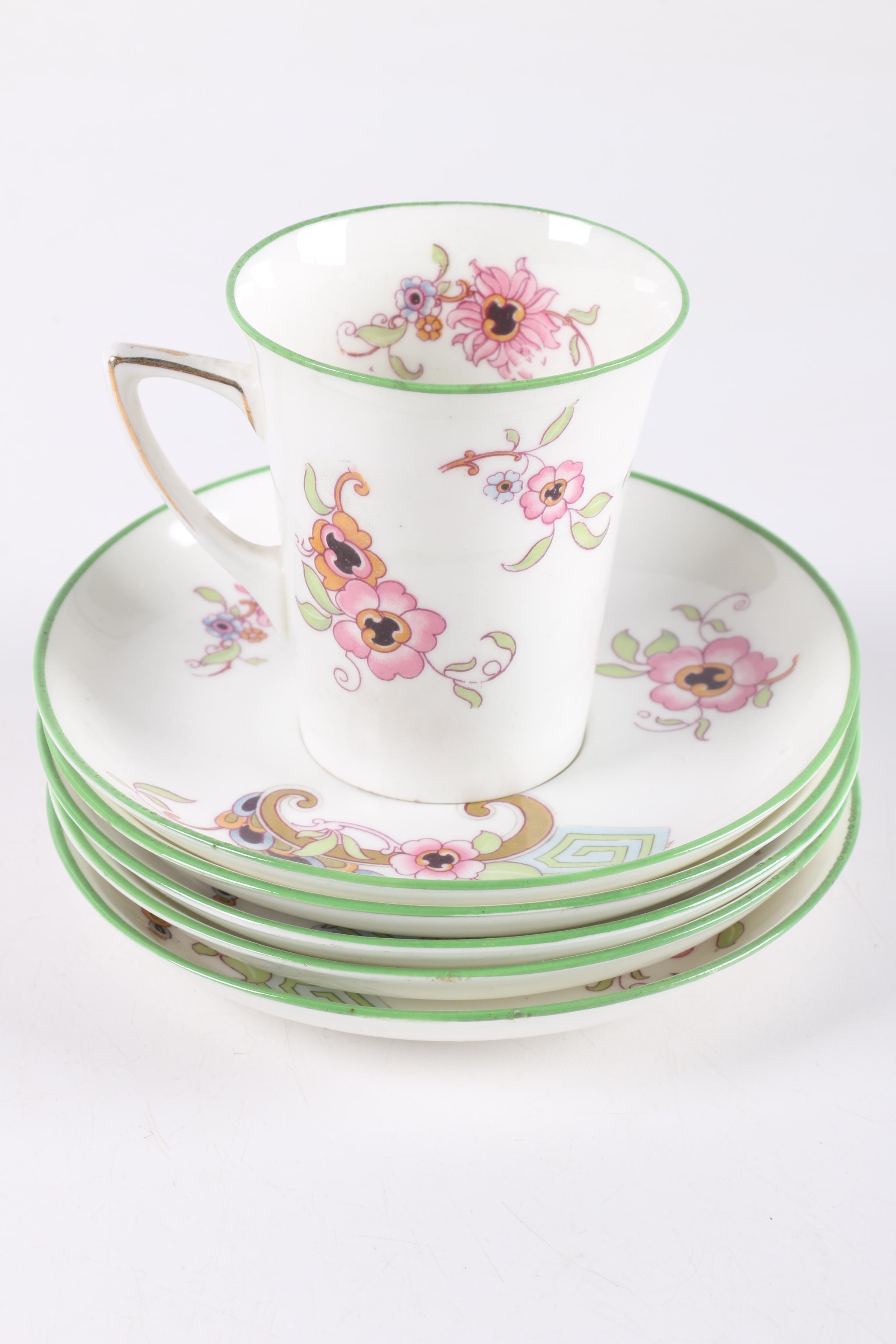 Vintage Henry M. Williamson & Sons "Canton" Porcelain Teacups and Saucers