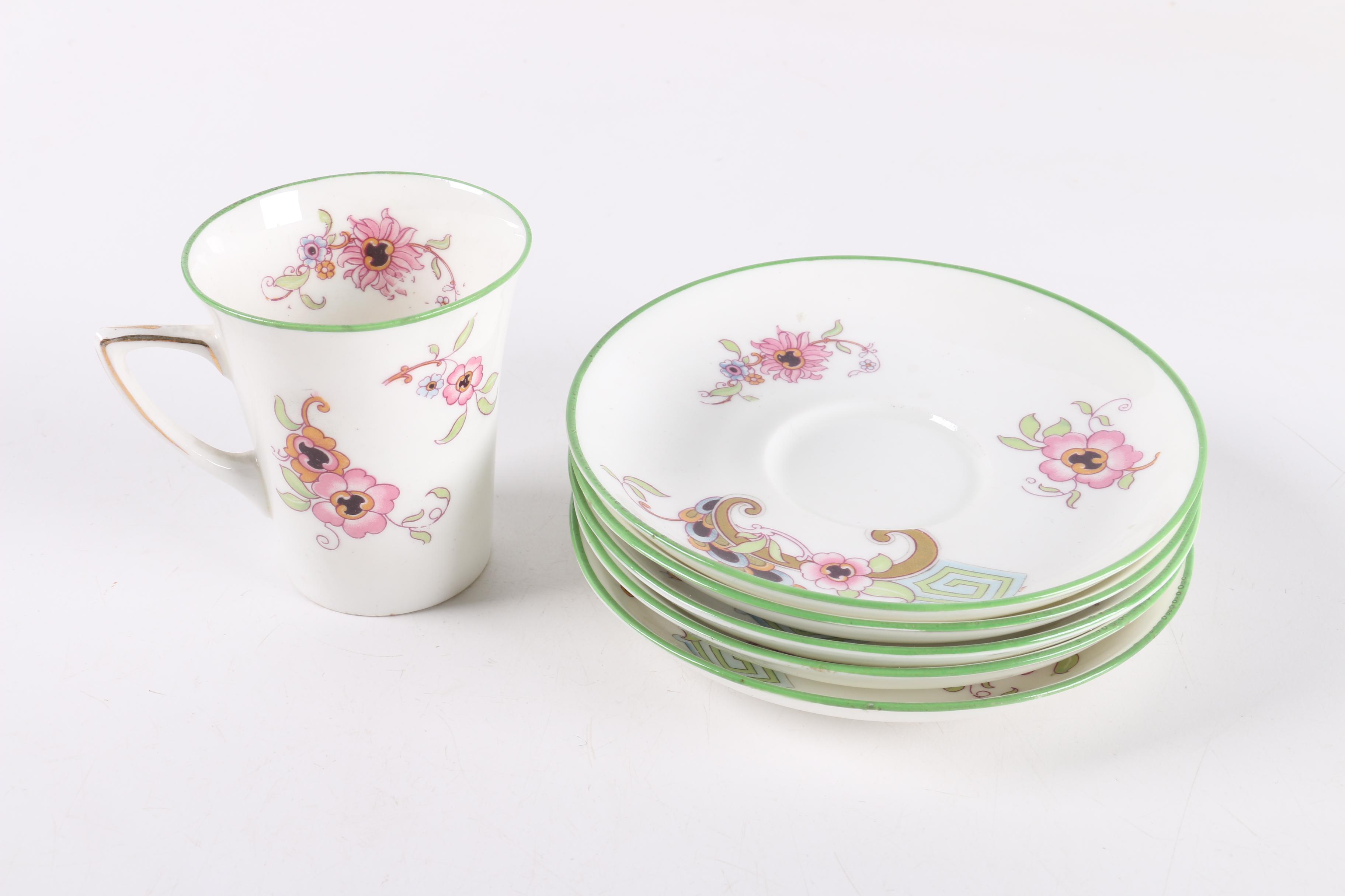 Vintage Henry M. Williamson & Sons "Canton" Porcelain Teacups and Saucers