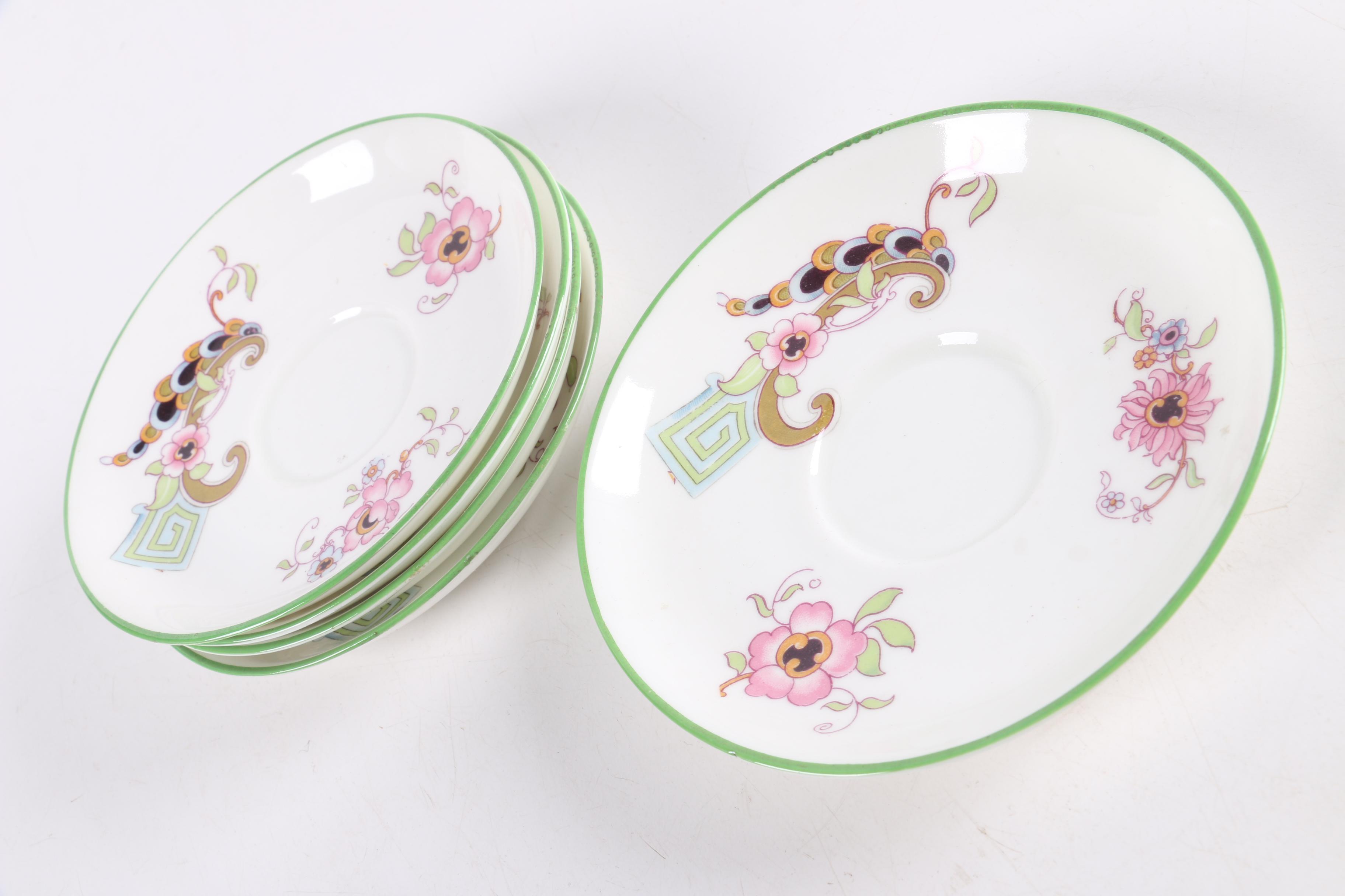 Vintage Henry M. Williamson & Sons "Canton" Porcelain Teacups and Saucers