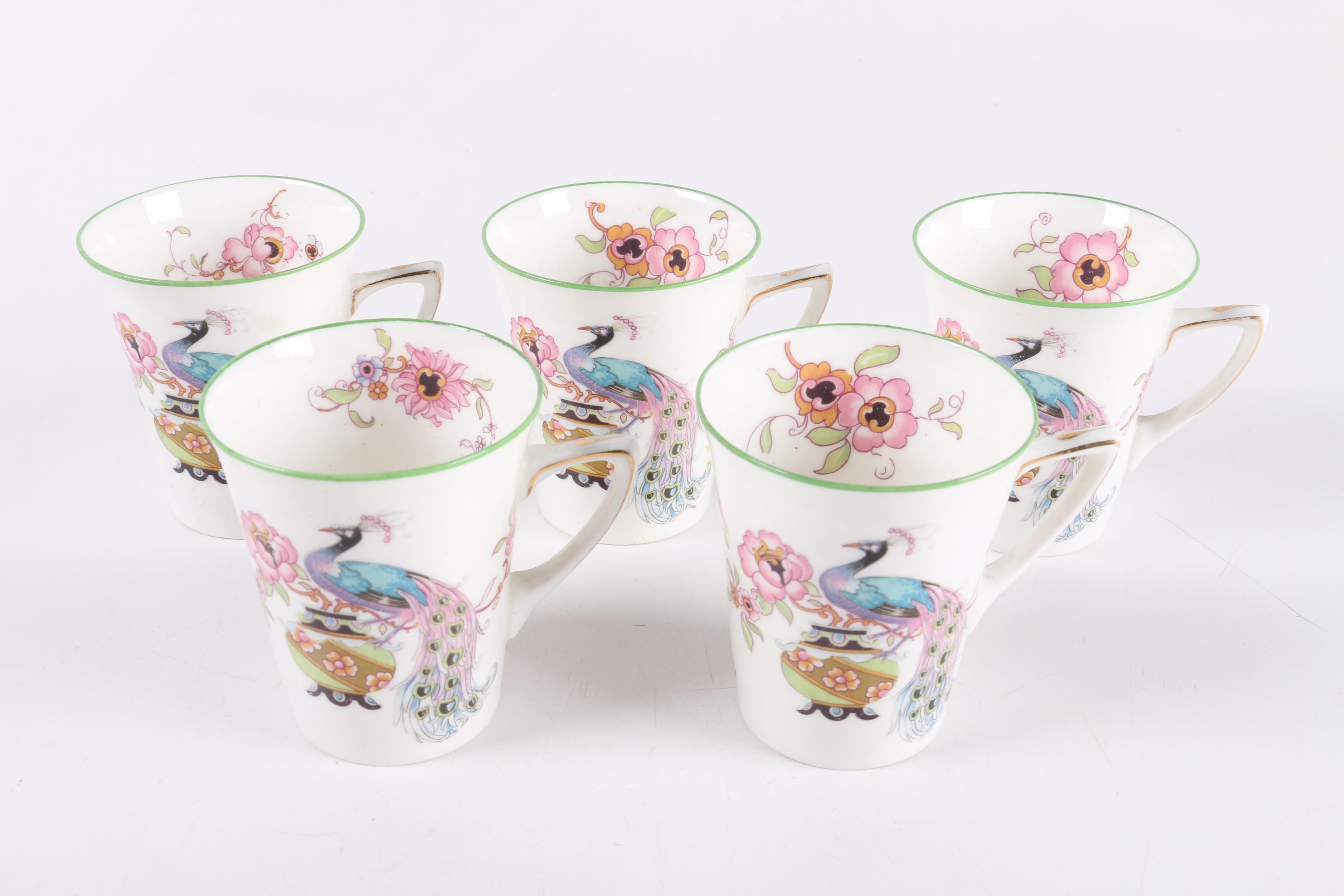 Vintage Henry M. Williamson & Sons "Canton" Porcelain Teacups and Saucers