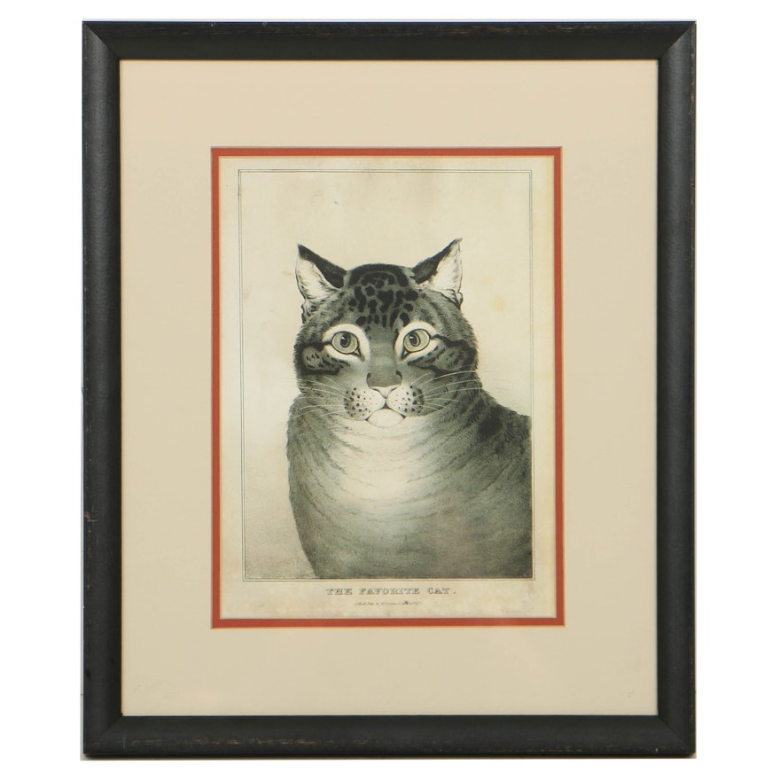 Offset Lithograph After Nathanial Currier's Lithograph "The Favorite Cat"